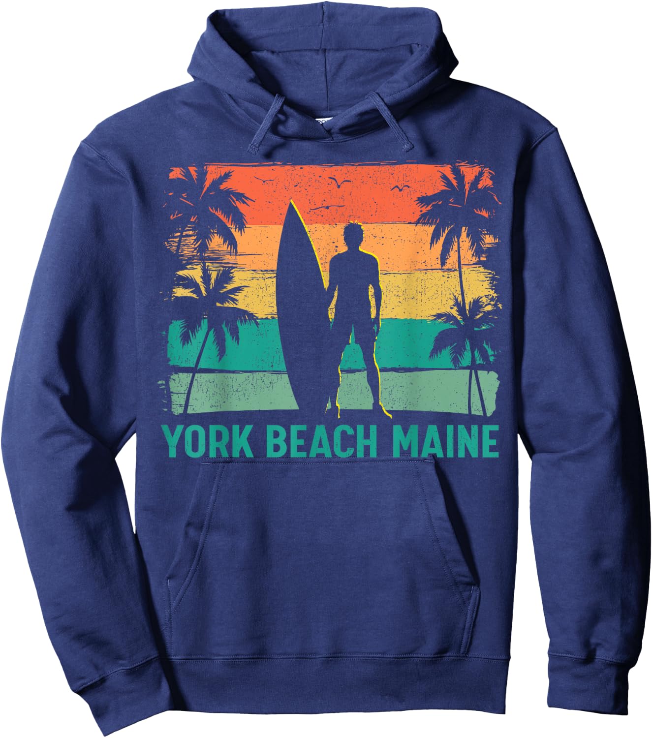 Summer Surf Vintage Maine York Beach Surfing Men Women Kids Hoodie - Hoodie | Navy