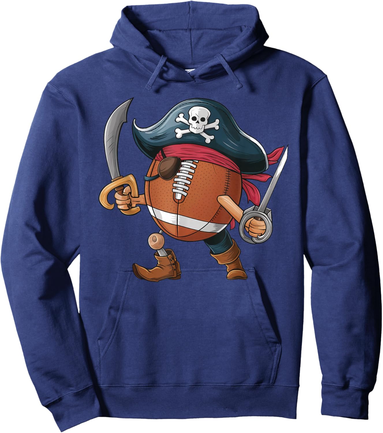 Funny Football Pirate Halloween Kids Football Hoodie - Hoodie | Navy
