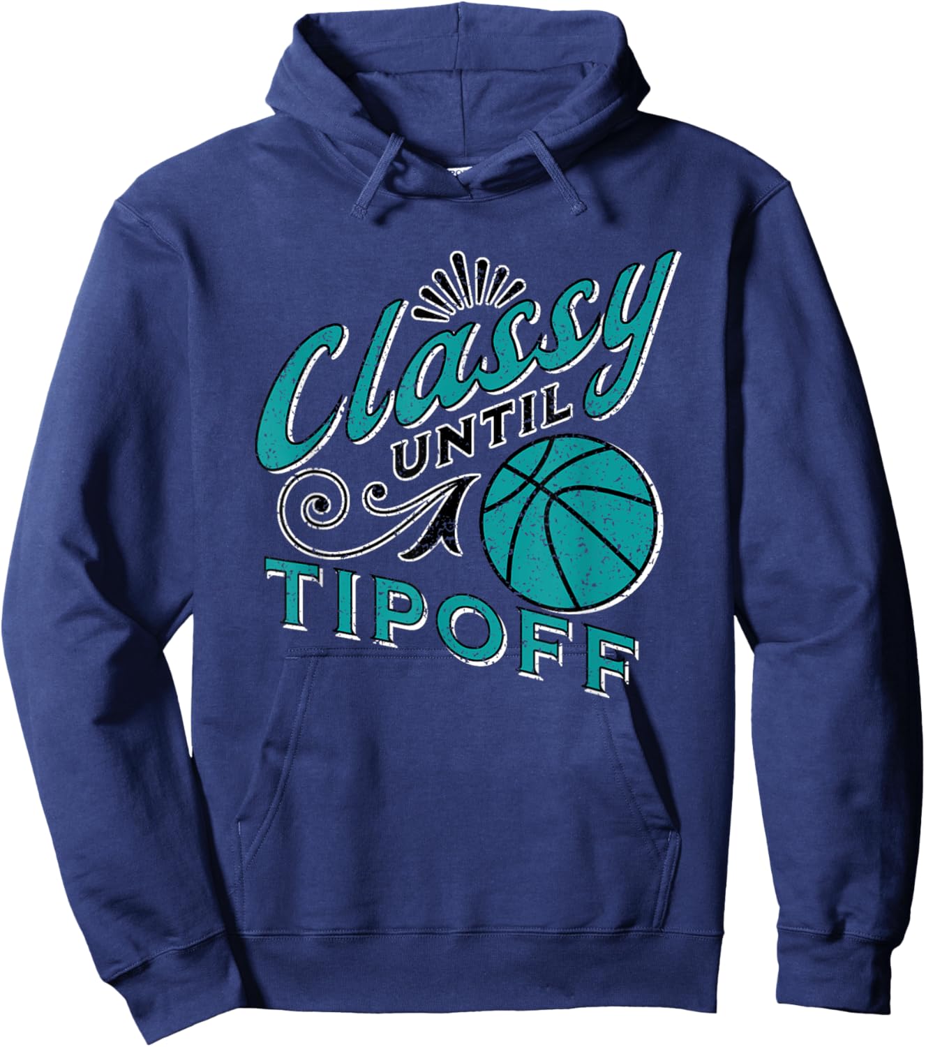 Classy Women Teal Basketball Gift Basketball Mom Text Hoodie - Hoodie | Navy