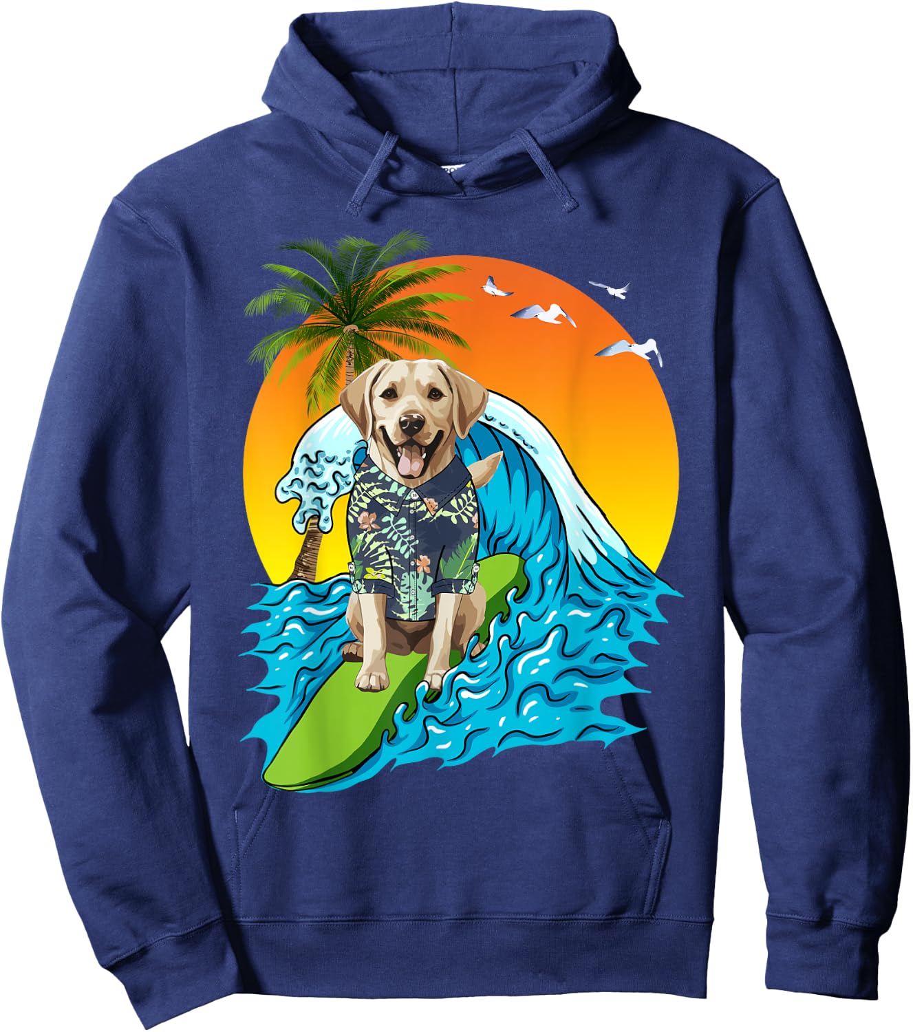 Labrador Retriever Dog Surfing Surfer Hawaii Summer Vibes Men Women Kids Hoodie - Hoodie | Navy