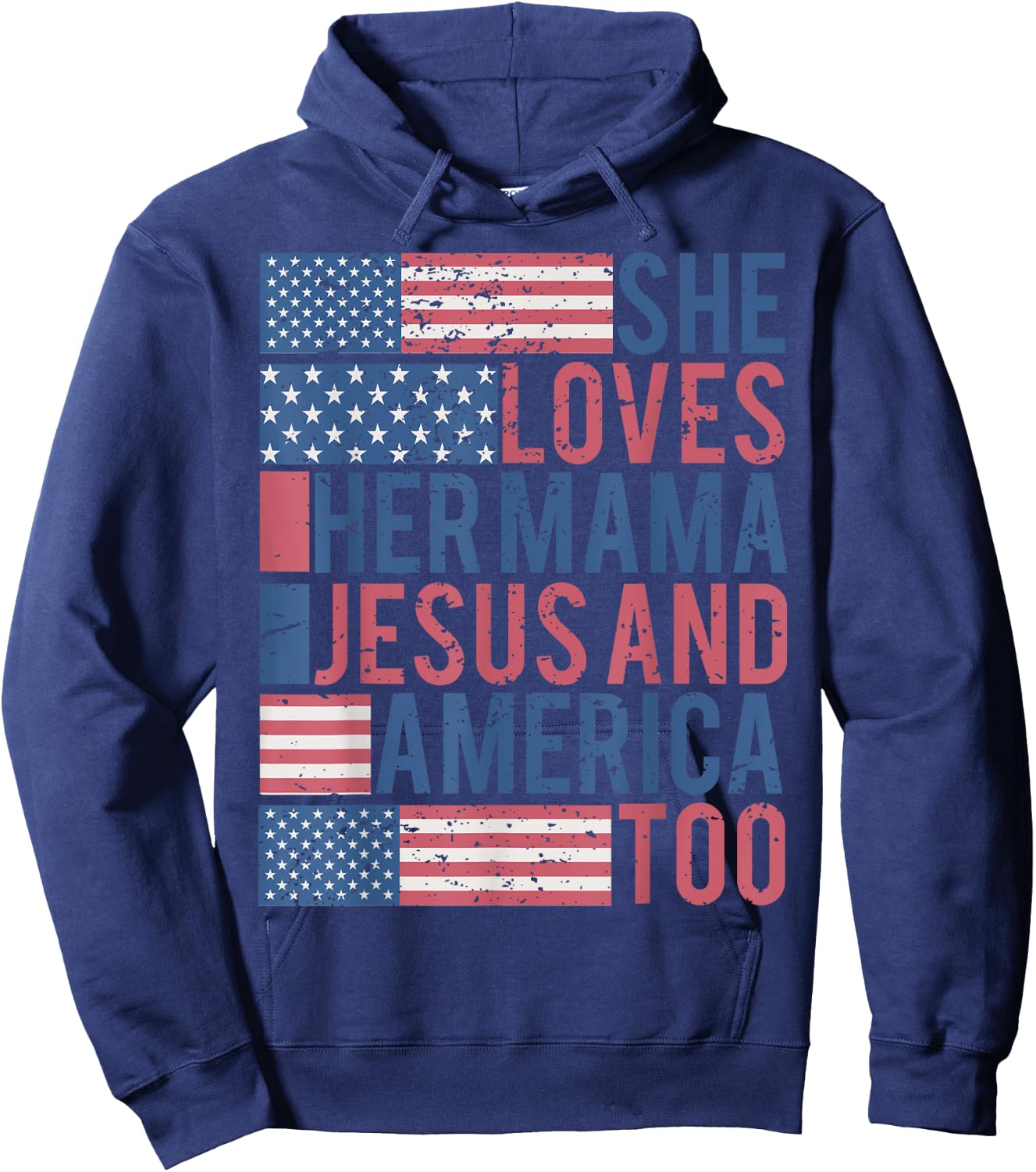 She's A Good Girl Loves Her Mama Jesus & America Too Hoodie - Hoodie | Navy