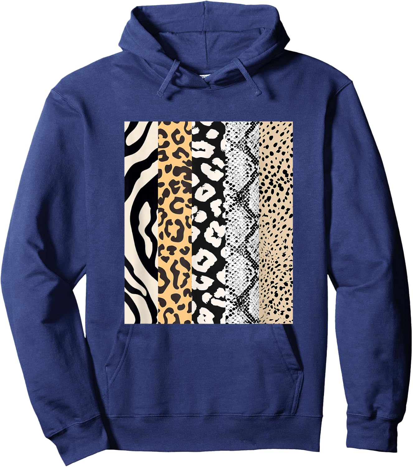 Animal Print Stripes Leopard Cheetah Zebra Tiger Graphic Hoodie - Hoodie | Navy