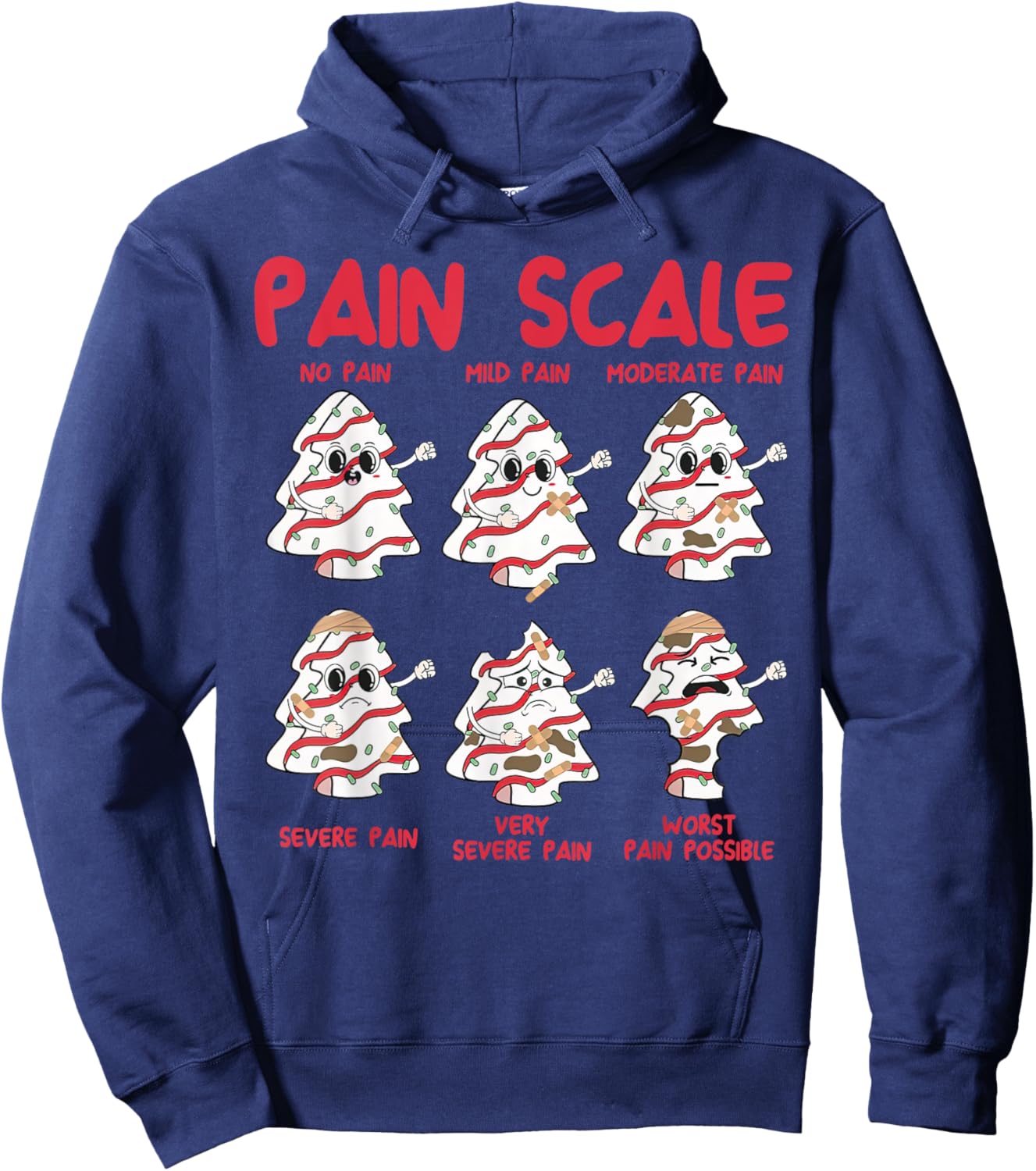 Pain Scale Christmas Tree Cake Nurse Christmas School Nurse Hoodie - Hoodie | Navy