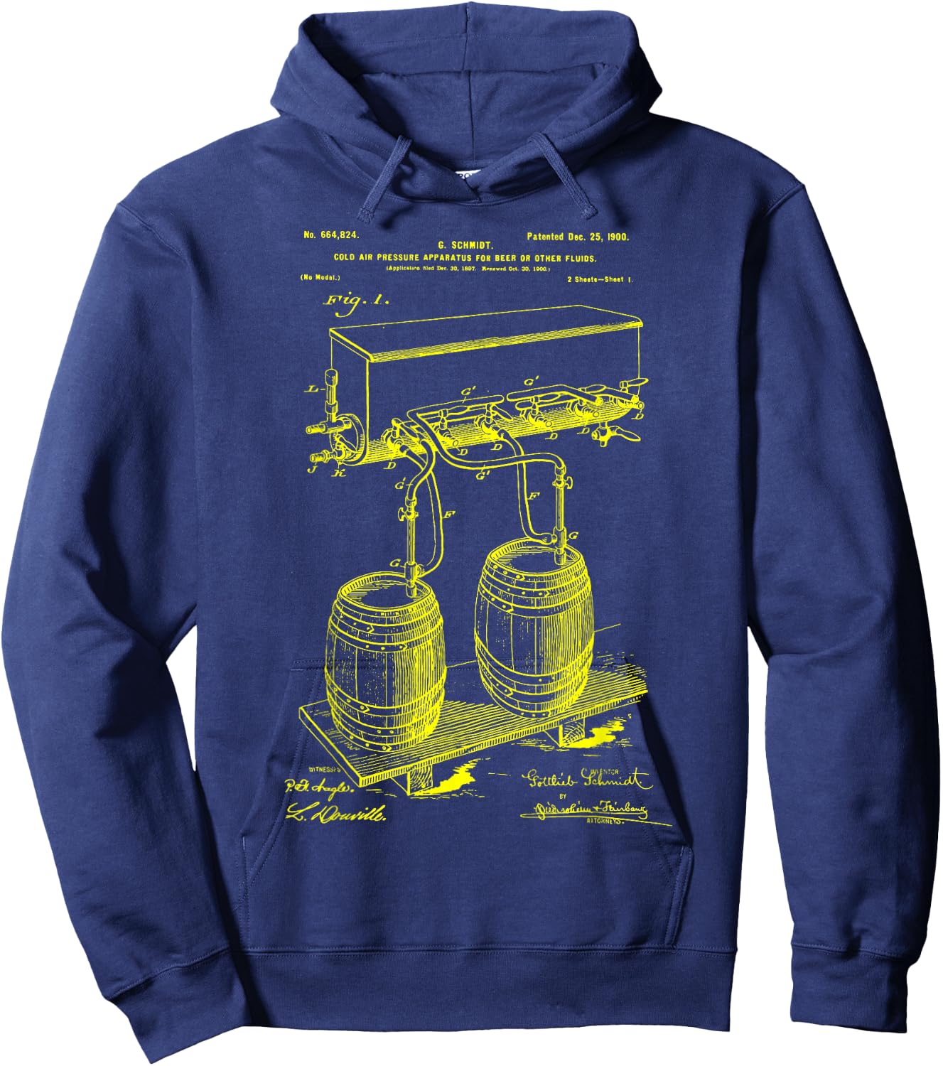 Craft Beer Brewing Classic Vintage Patent Brewery Brewer Hoodie - Hoodie | Navy