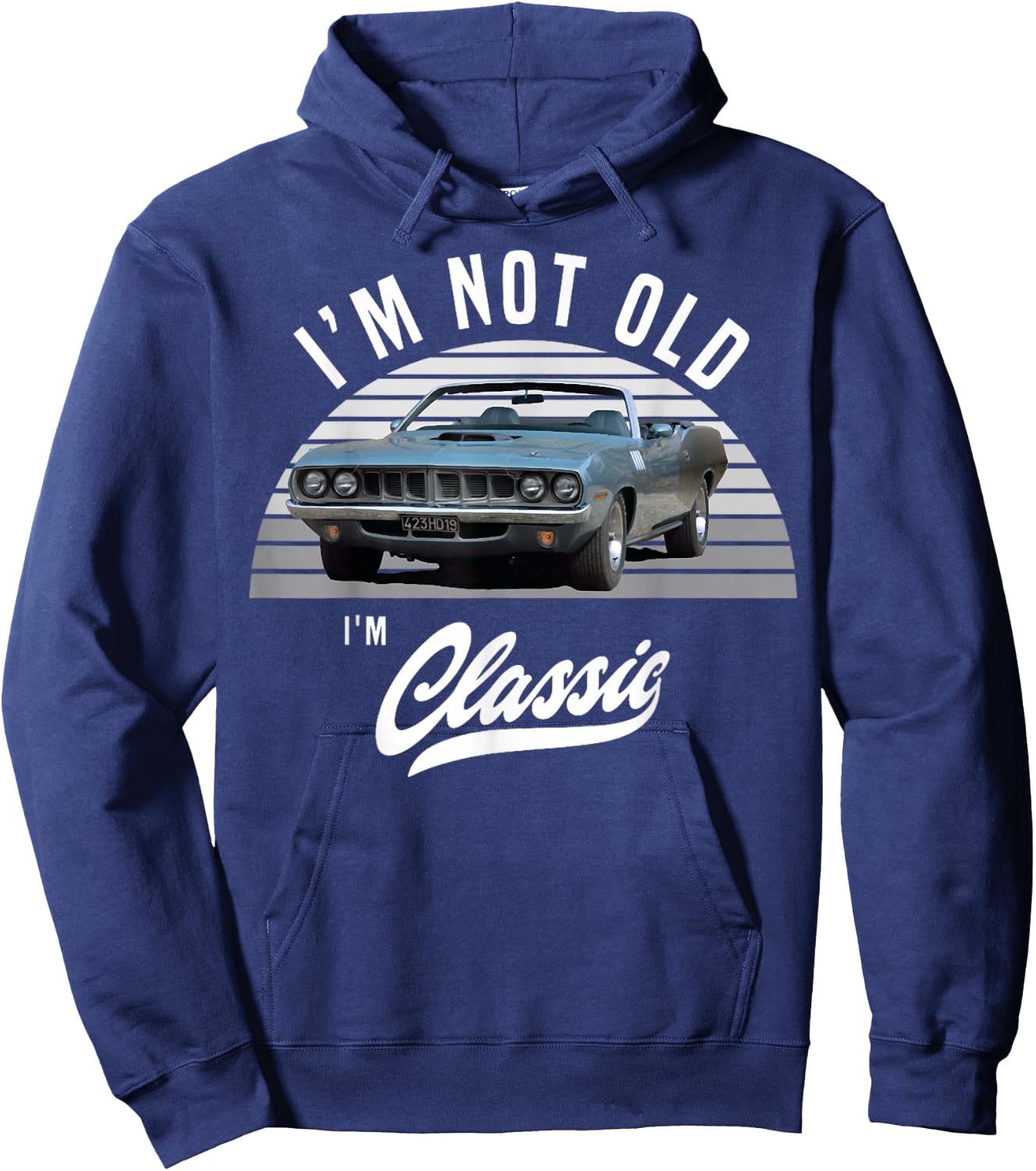 1971 Cuda Plymouth Barracuda Convertible Vintage Cars , Small Hoodie - Hoodie | Navy