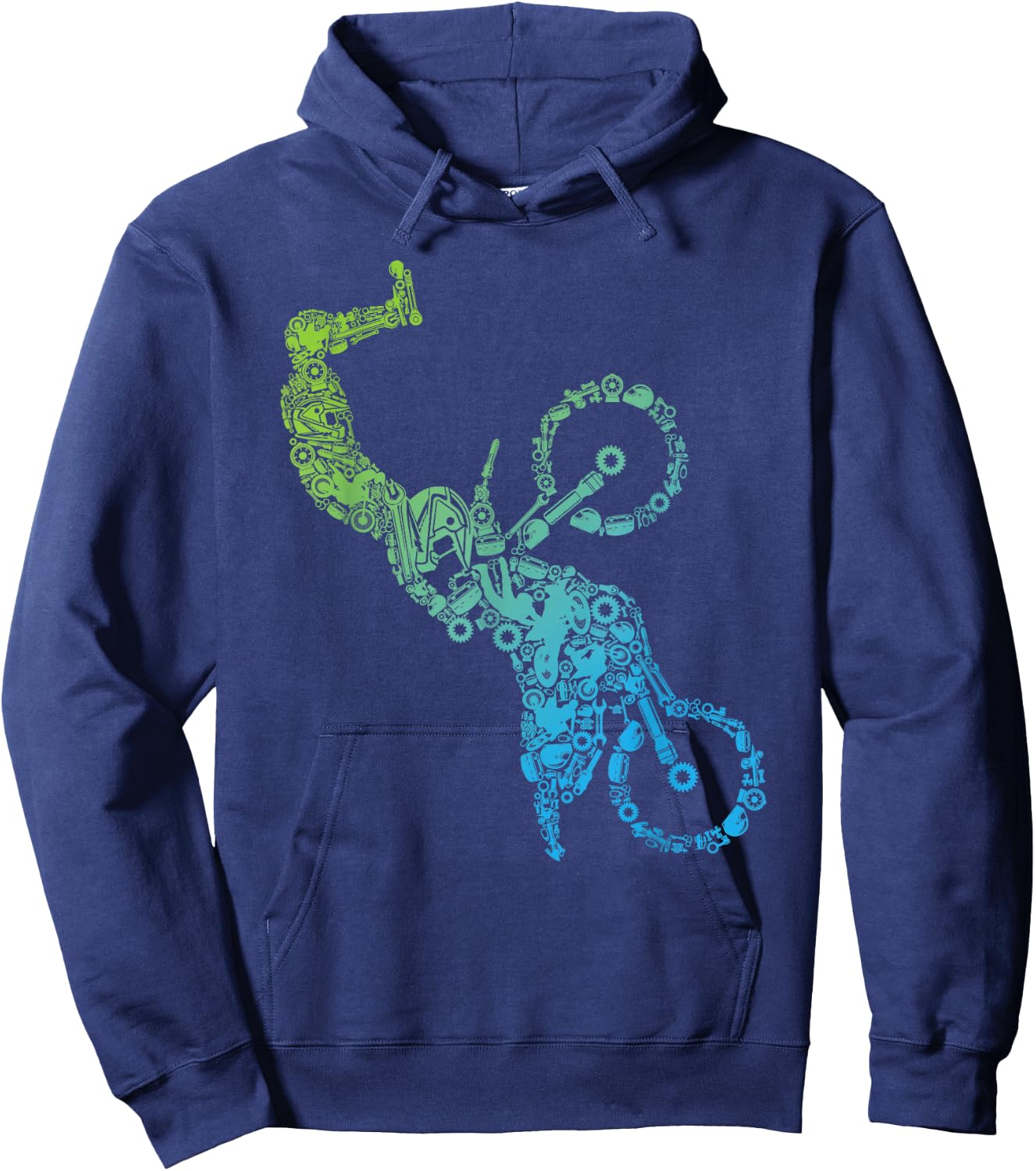 Mechanical Motocross Rider Steampunk Dirt Bike Freestyle MX Hoodie - Hoodie | Navy