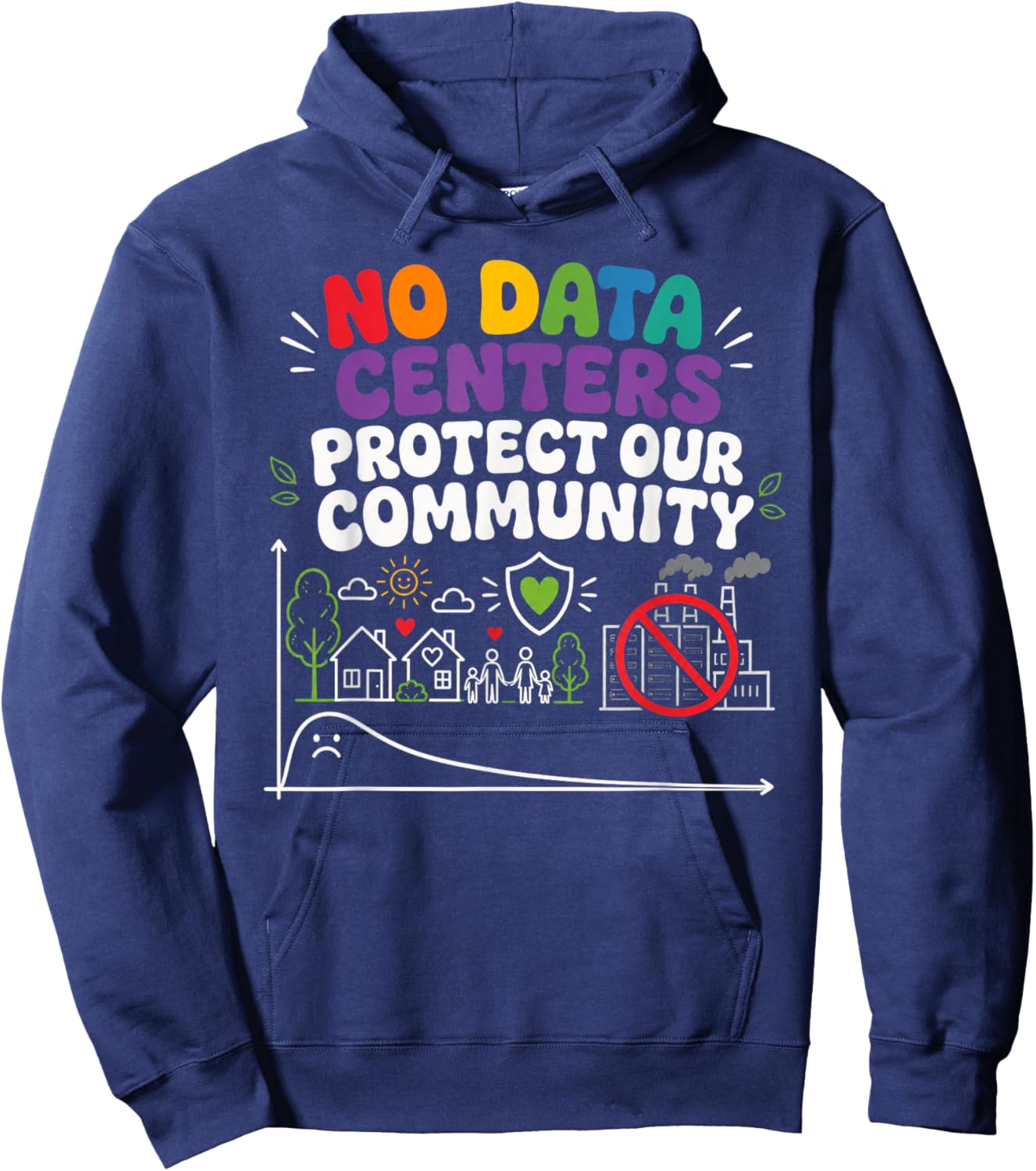 No Data Centers Protect Our Community Retro Hoodie - Hoodie | Navy