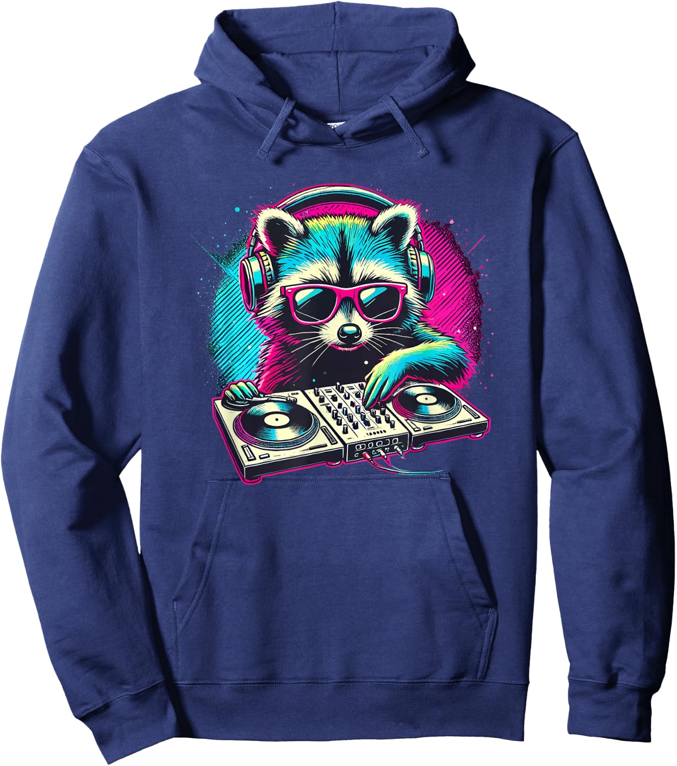 Cute Raccoon DJ Party Music Trash Panda Raccoons Hoodie - Hoodie | Navy