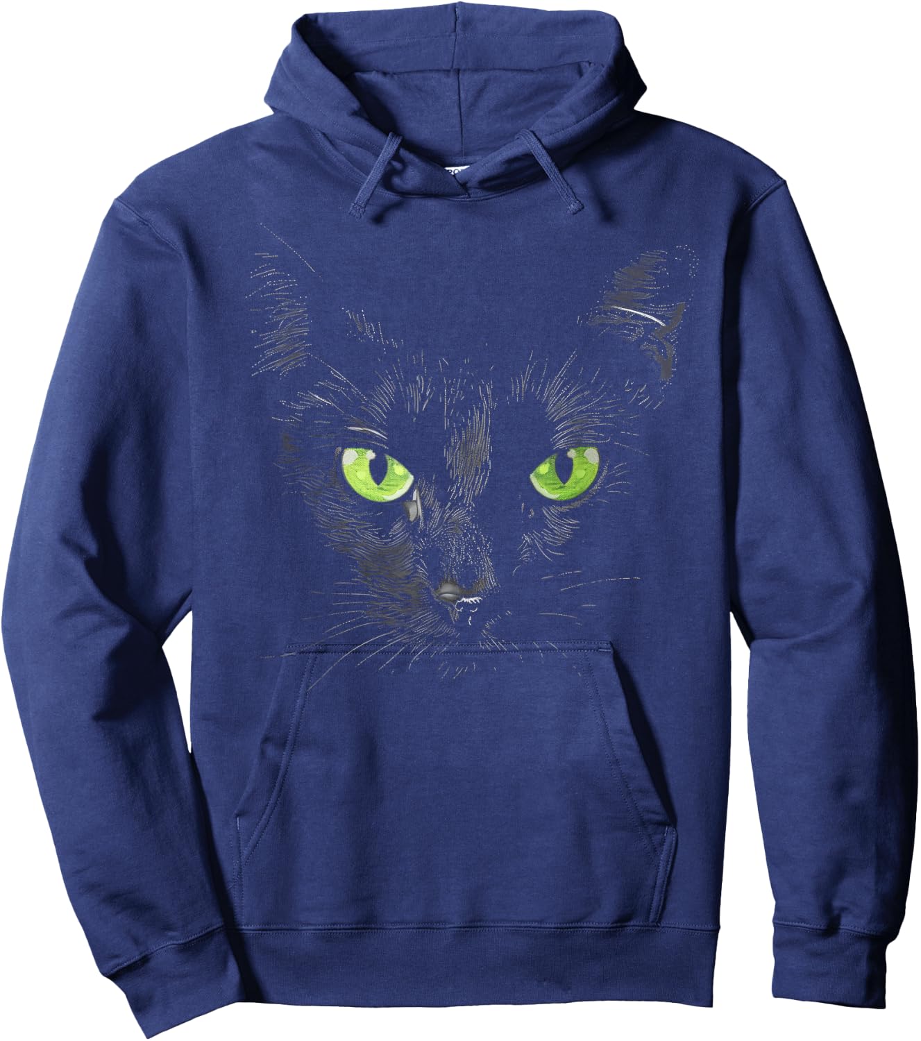 Funny Black Cat Face Green Eyes Kitten Halloween Costume Women Kids Hoodie - Hoodie | Navy