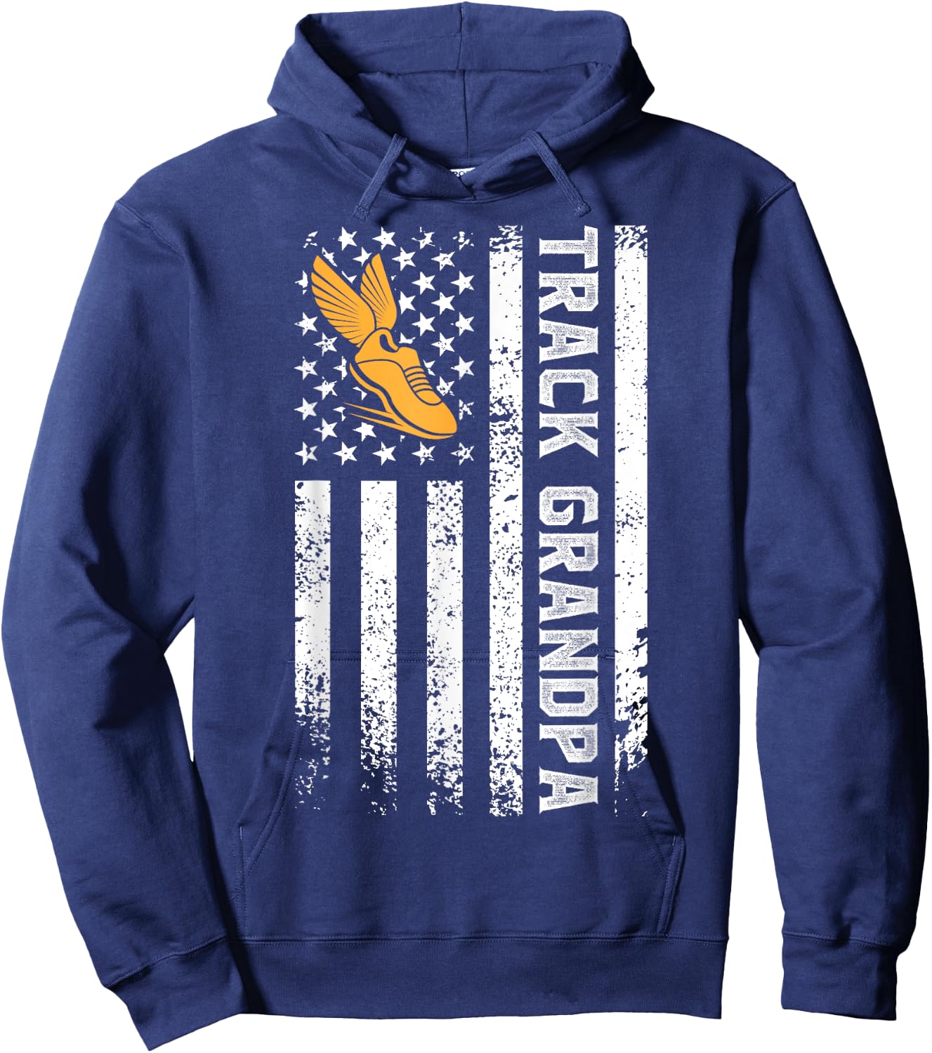 Track Grandpa US Flag Track And Field Grandfather Hoodie - Hoodie | Navy