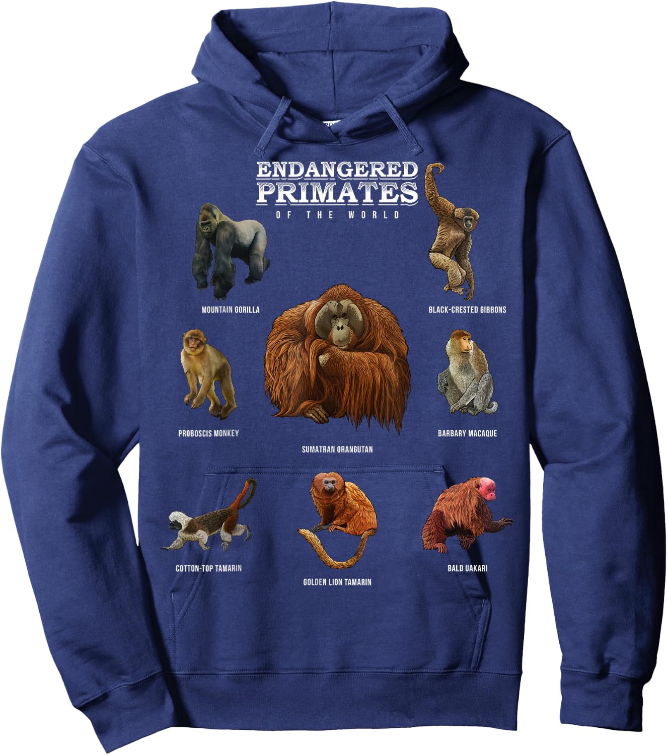 Endangered Primates of the World Shirt Wildlife Zoology Wild Hoodie - Hoodie | Navy