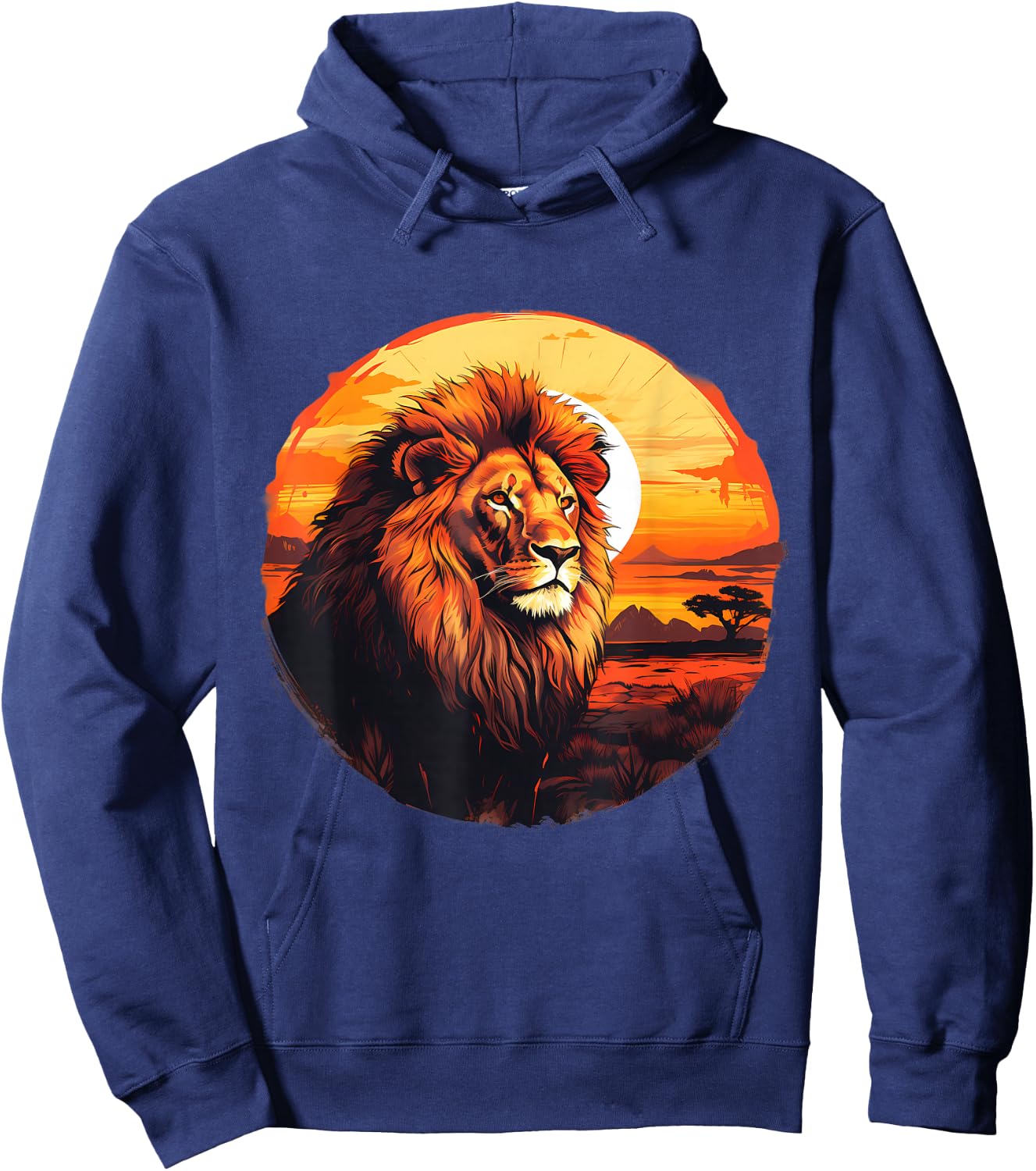 Lion Nature Wildlife African Animal Lovers Savanna Sunset Hoodie - Hoodie | Navy