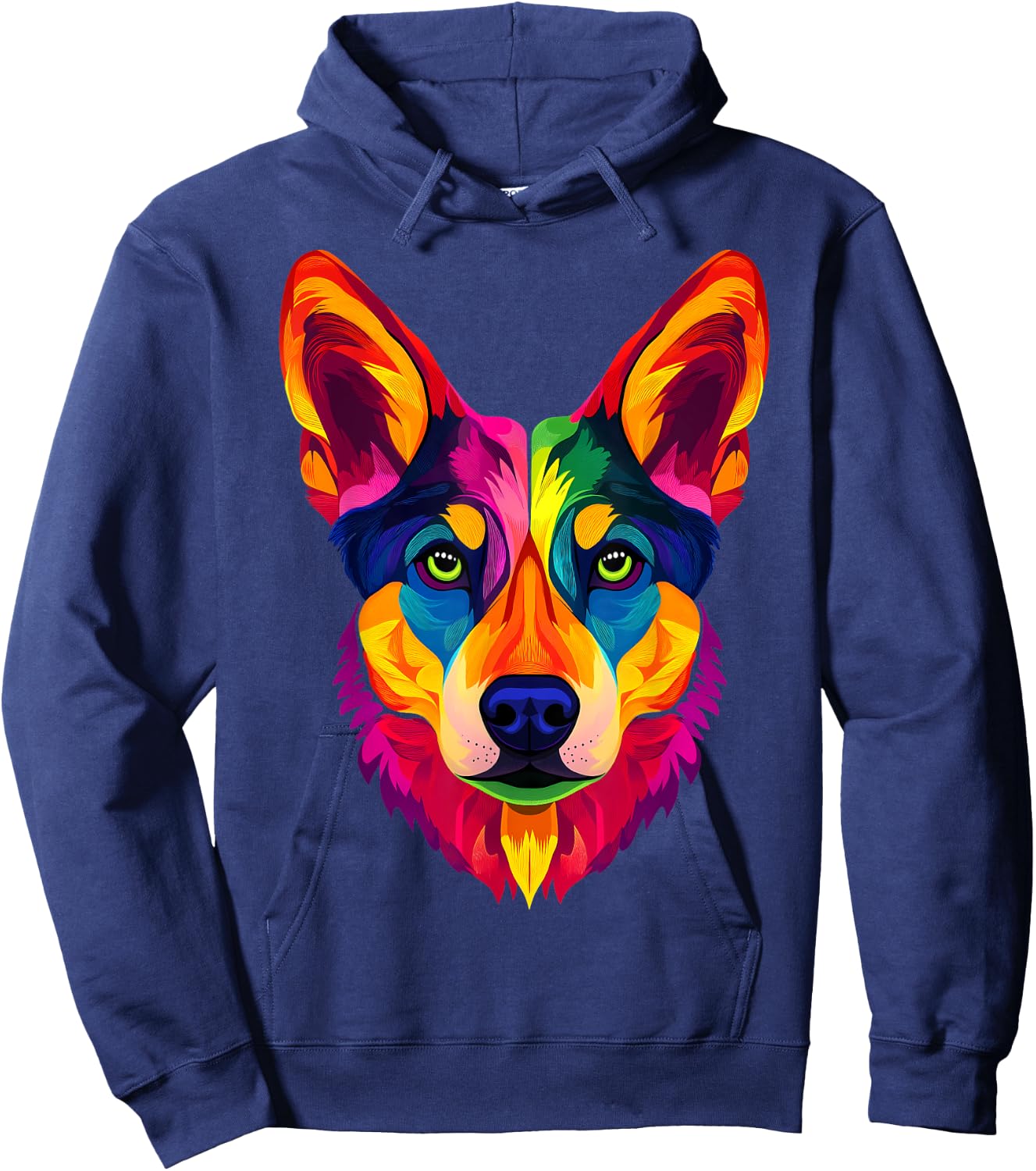 Colorful Dingo Face Ancient Australian Dog Wild Animal Black Hoodie - Hoodie | Navy