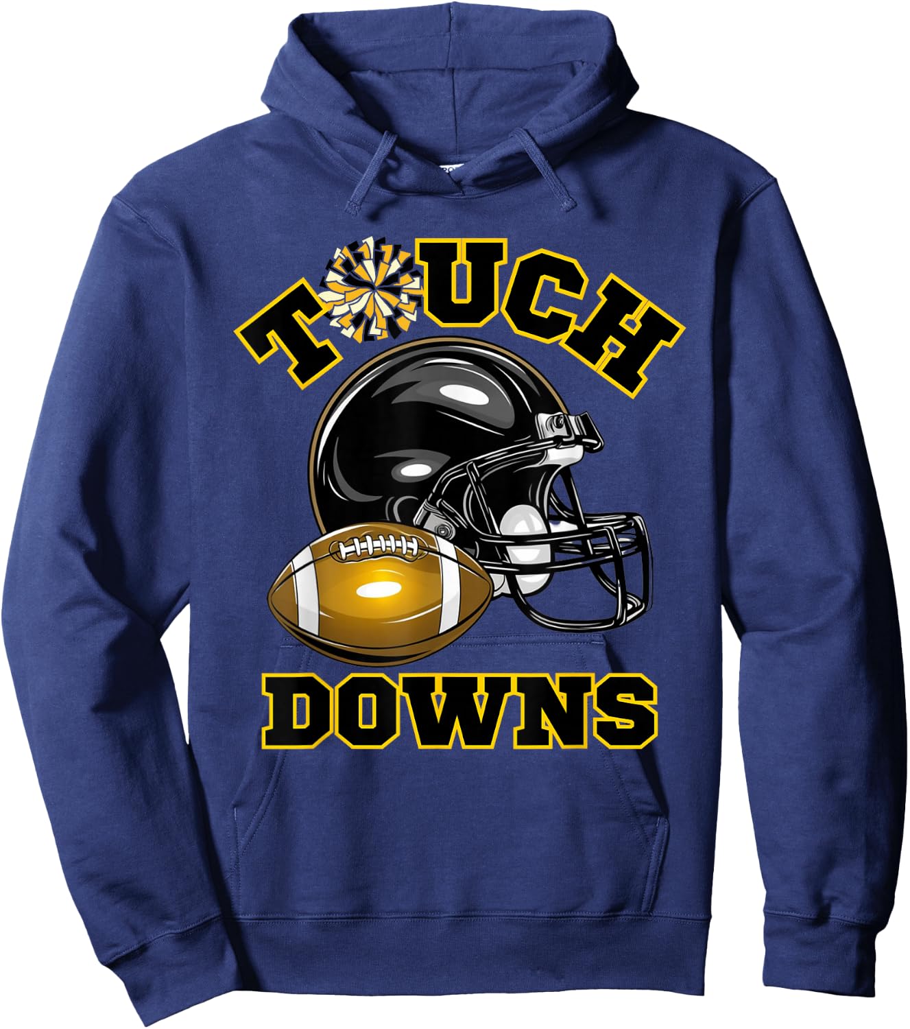 Black Gold Touchdown Day Football Game High School Matching Hoodie - Hoodie | Navy