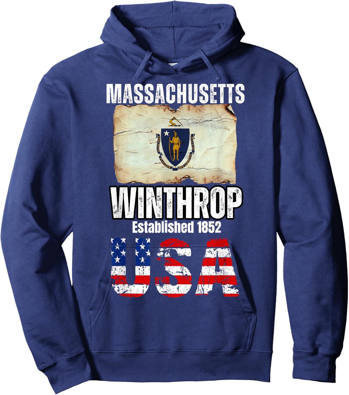 Winthrop, Massachusetts MA, Suffolk County Hoodie - Hoodie | Navy