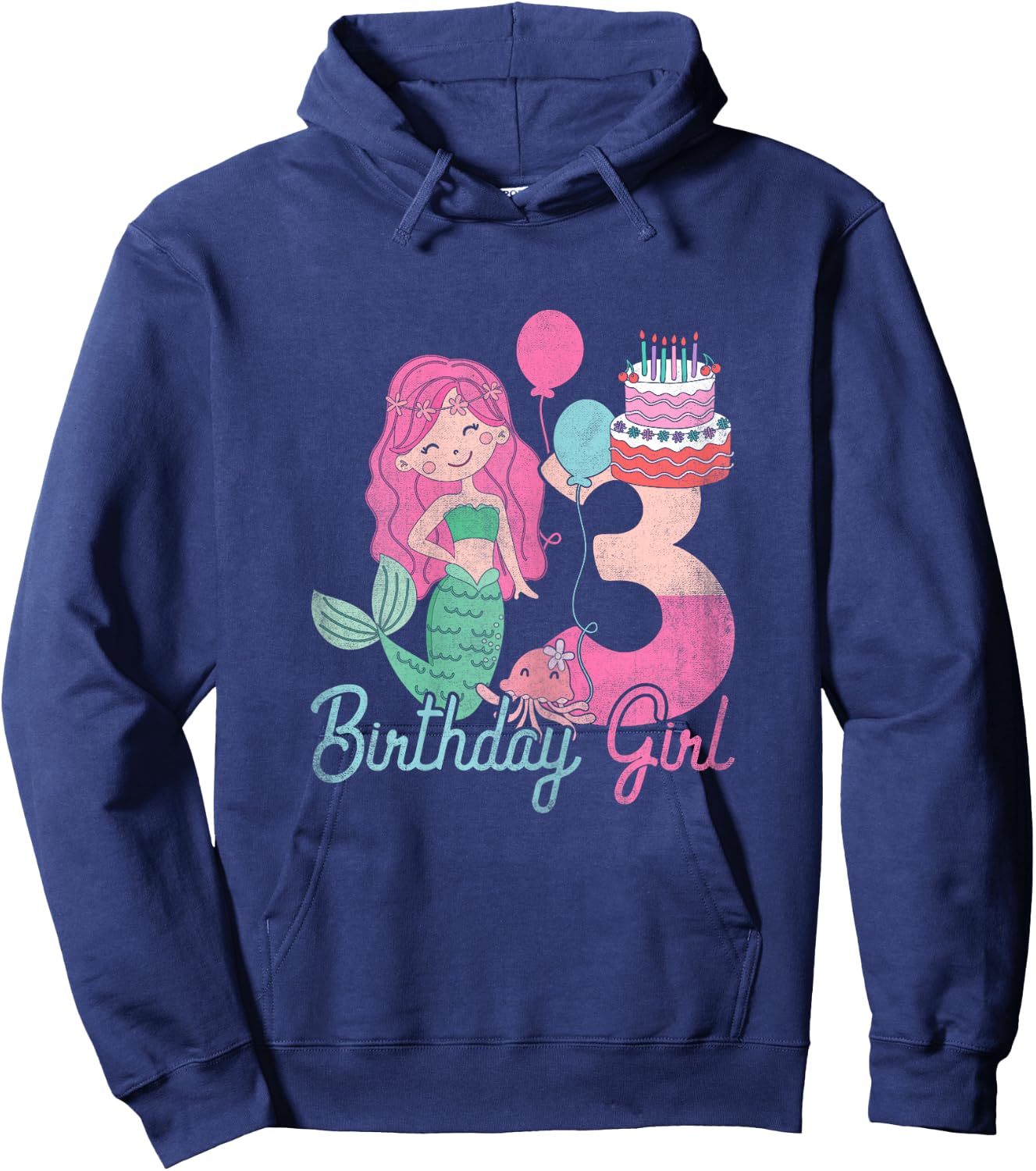 3 Years Old Birthday Girl Gifts Mermaid 3rd Birthday Hoodie - Hoodie | Navy