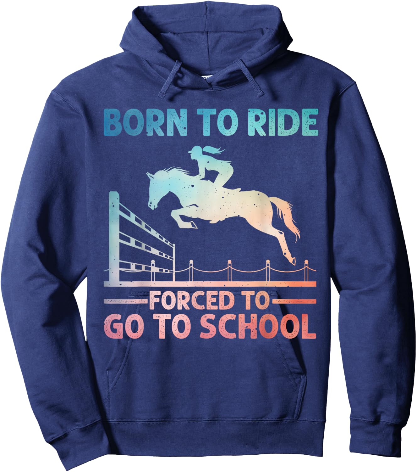 Horse Racing Art For Kids Boys Girls Horse Lover Equestrian Hoodie - Hoodie | Navy