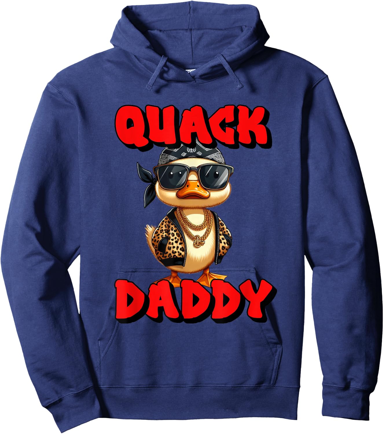 Quack Daddy Duck Cool Rap Hip Hop Duck Glasses Chains Hoodie - Hoodie | Navy