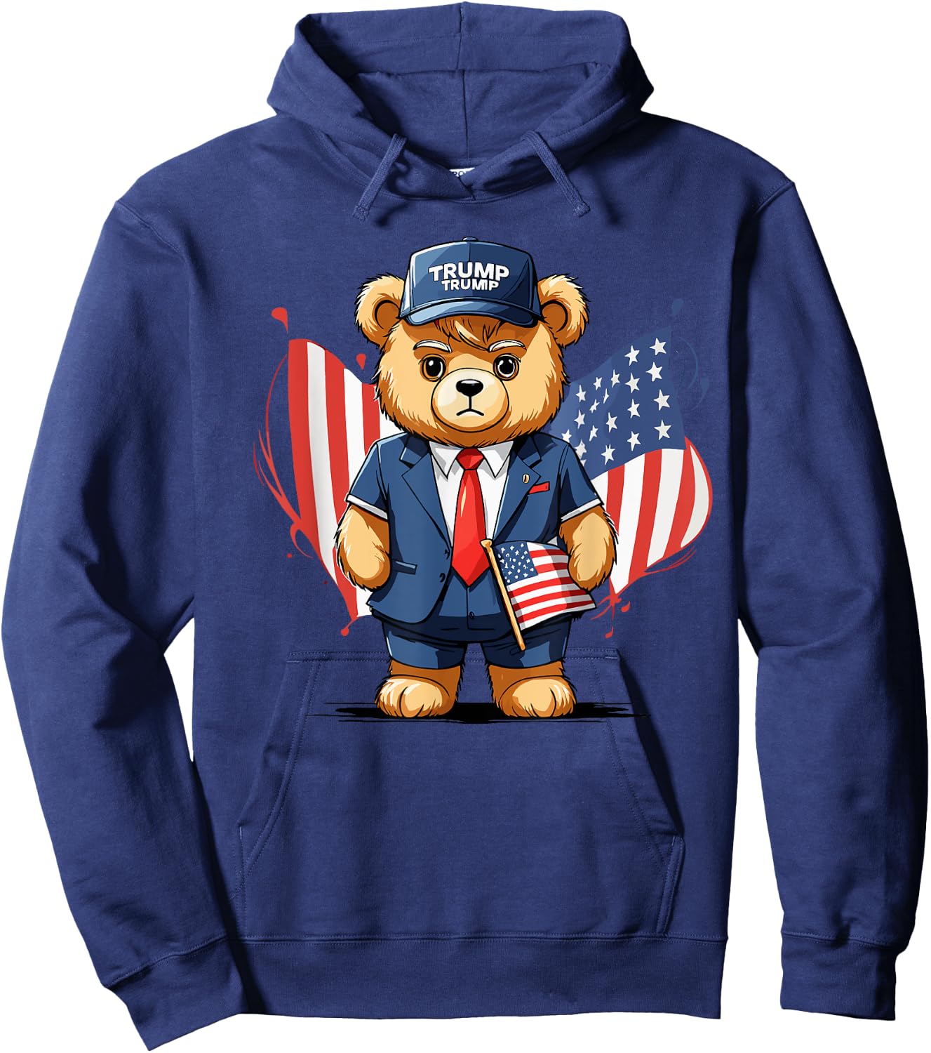Trump Teddy Bear USA Flag Patriot Men Hoodie - Hoodie | Navy