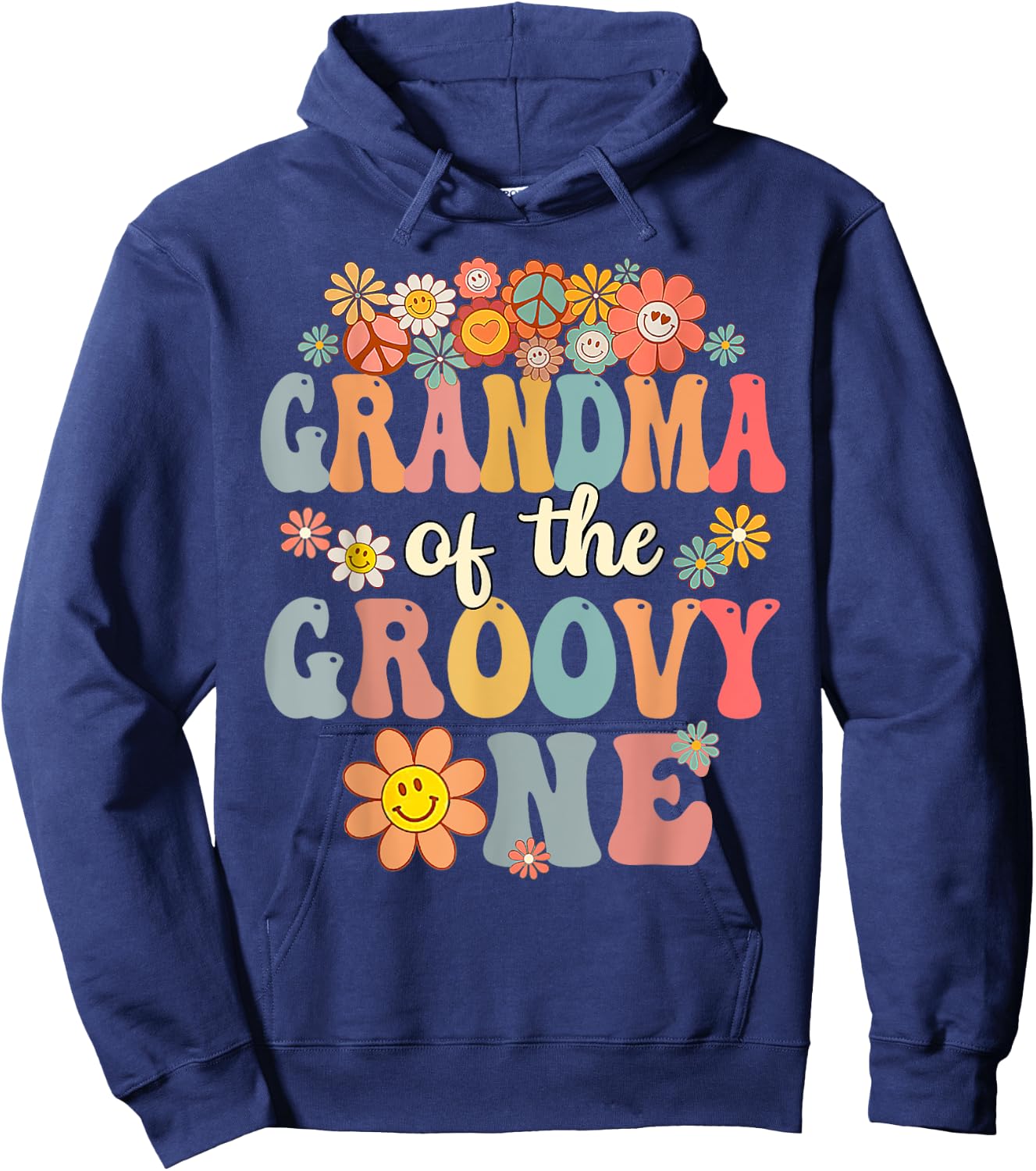 Retro Grandma of Groovy One Matching Family 1st Birthday Hoodie - Hoodie | Navy