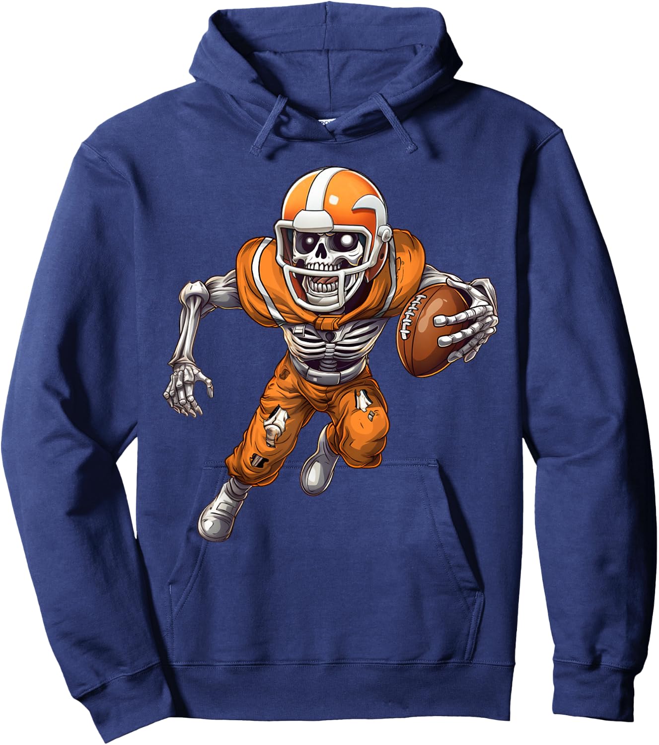 Funny Halloween Shirts Men Boys Skeleton Playing Football Hoodie - Hoodie | Navy