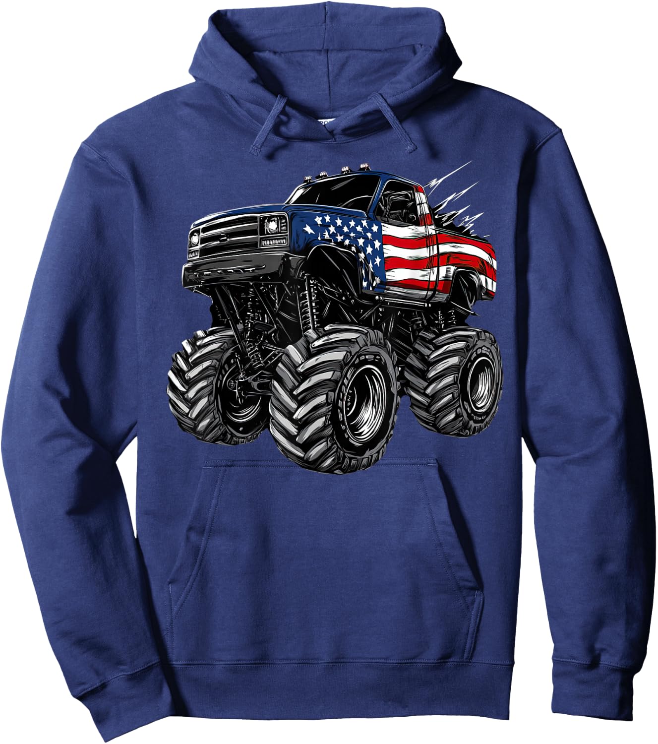Monster Truck USA Flag American Patriotic design Hoodie - Hoodie | Navy