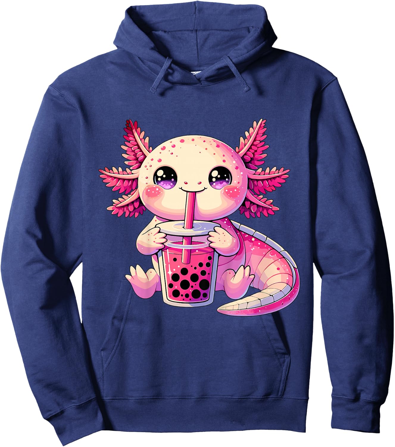 Axolotl Bubble Boba Tea Cute Kawaii Axolotl Hoodie - Hoodie | Navy