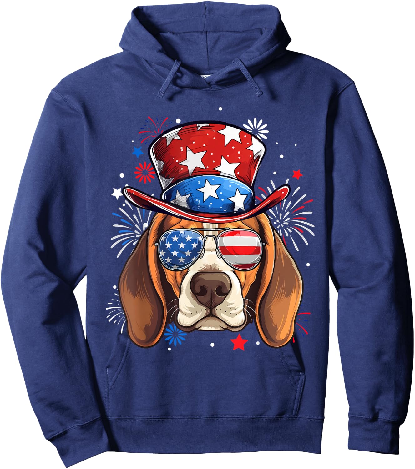 Beagle Patriotic USA Flag 4th Of July Dog Lover Women Kids Men Hoodie - Hoodie | Navy