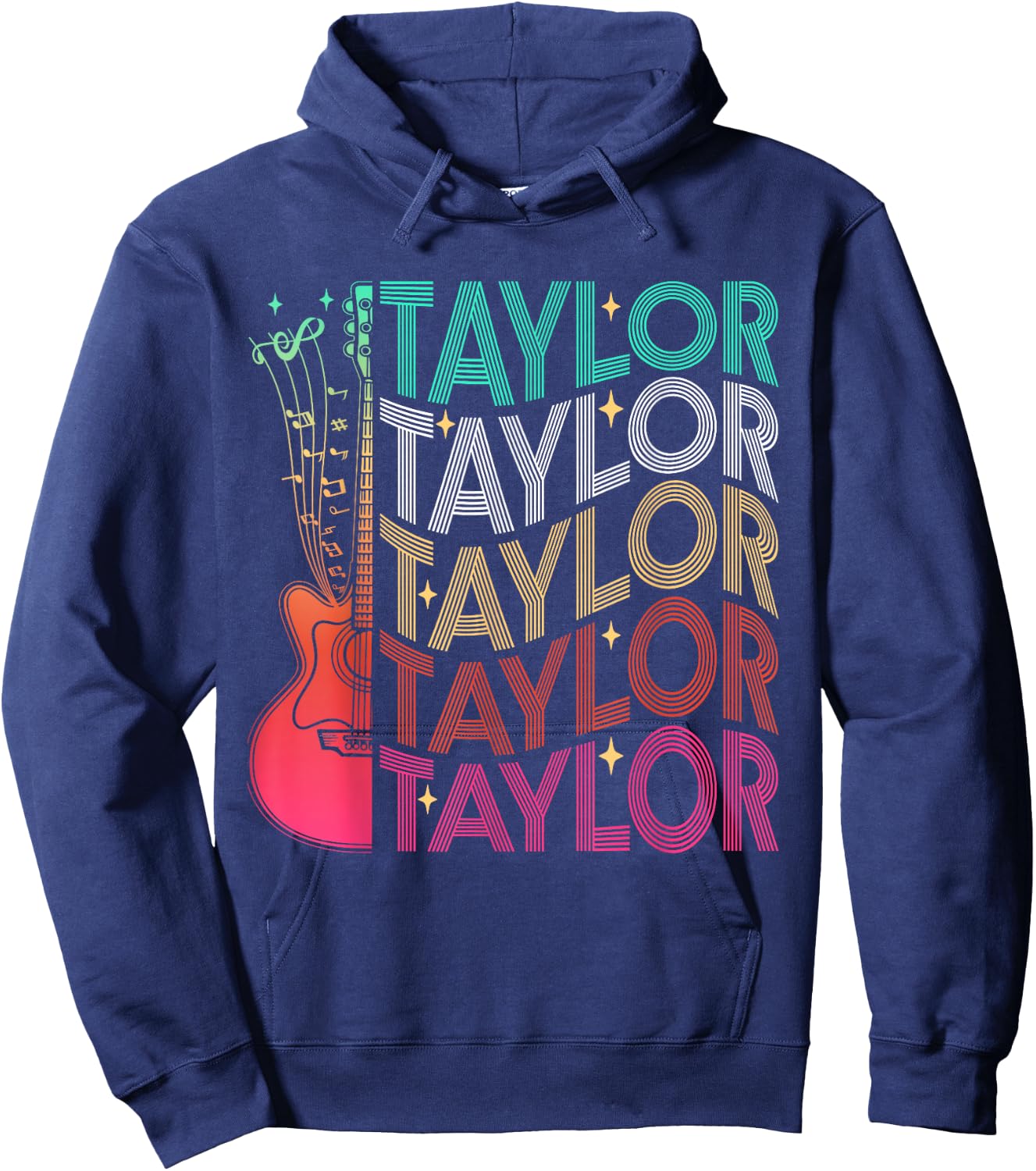Taylor First Name I Love Taylor Girl Groovy 80's Vintage Hoodie - Hoodie | Navy