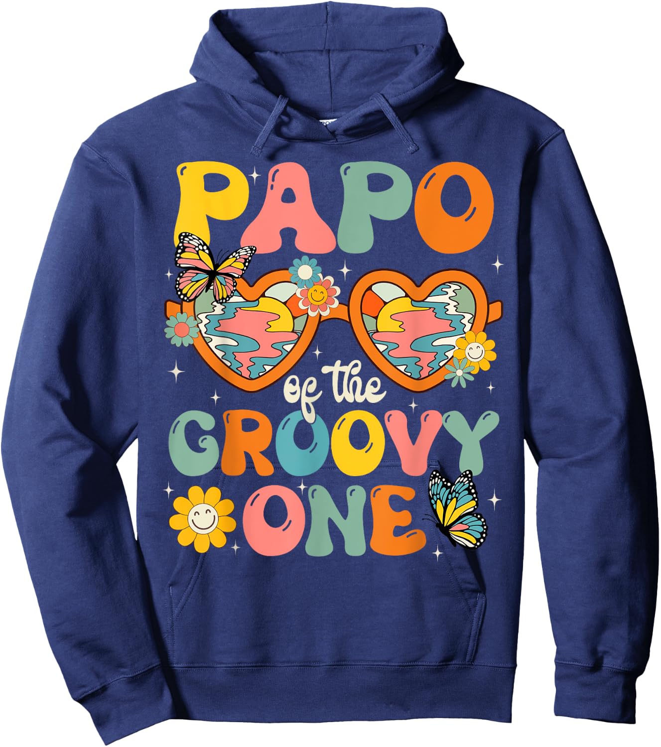 Papo of the Groovy One Glasses Birthday Party Hoodie - Hoodie | Navy
