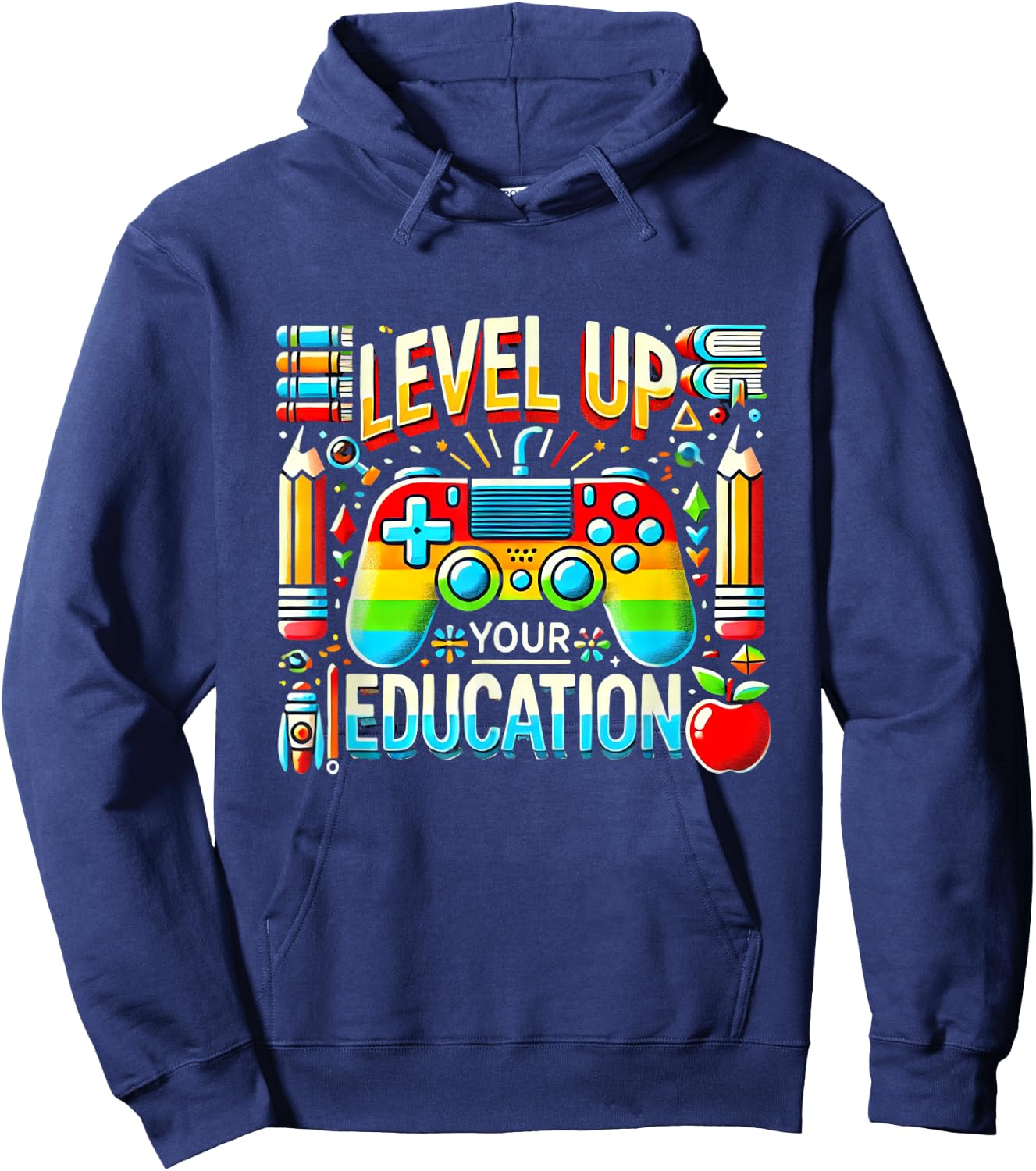 Level Up Your Education Gaming Inspired Teacher Gamers Hoodie - Hoodie | Navy