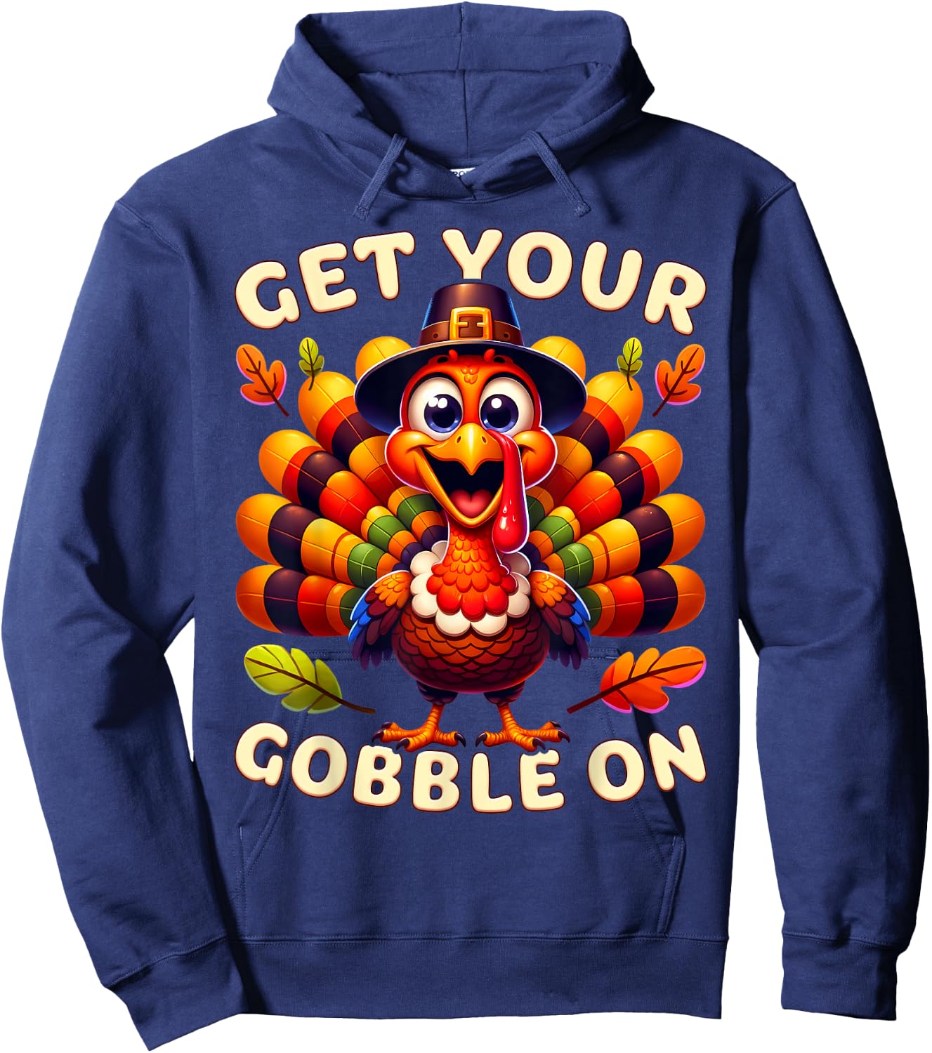 Thanksgiving Funny Pilgrim Turkey Get Your Gobble On Hoodie - Hoodie | Navy