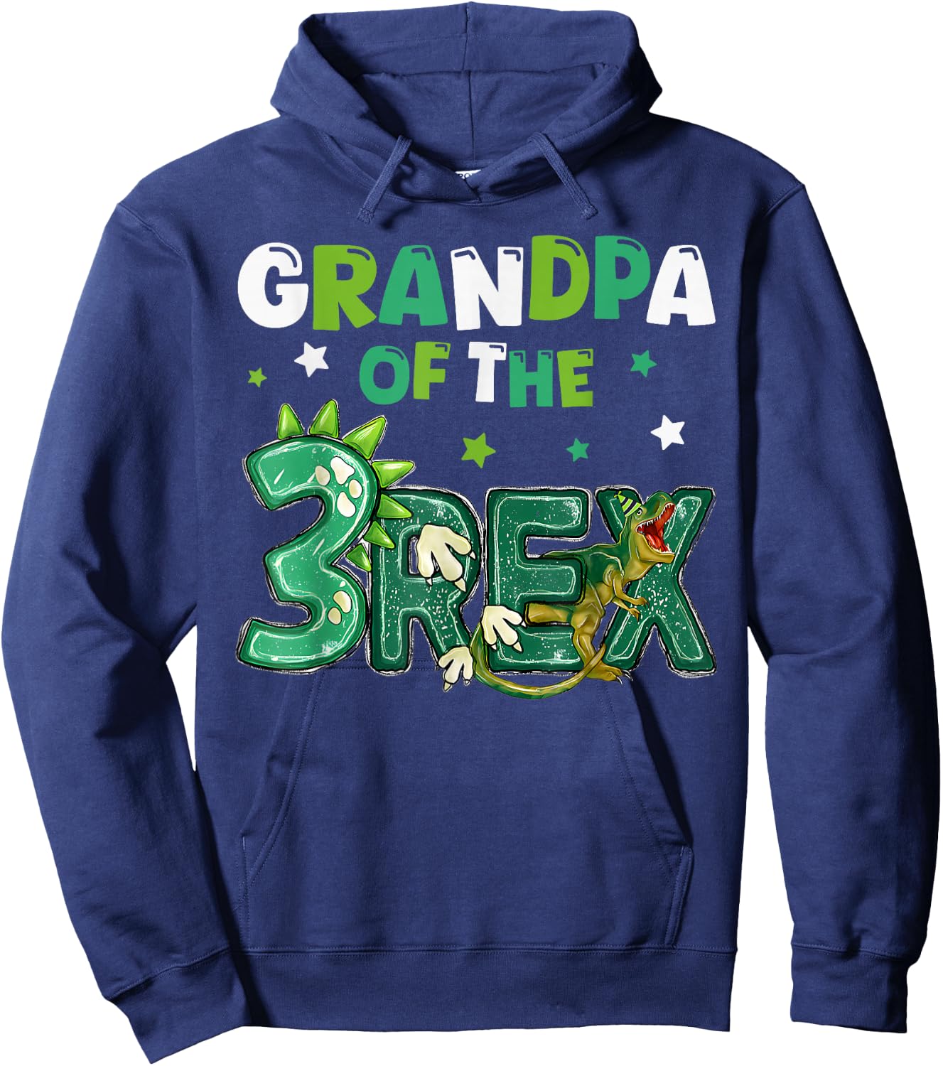 Grandpa of the Three Rex Birthday Dinosaur Family Matching Hoodie - Hoodie | Navy