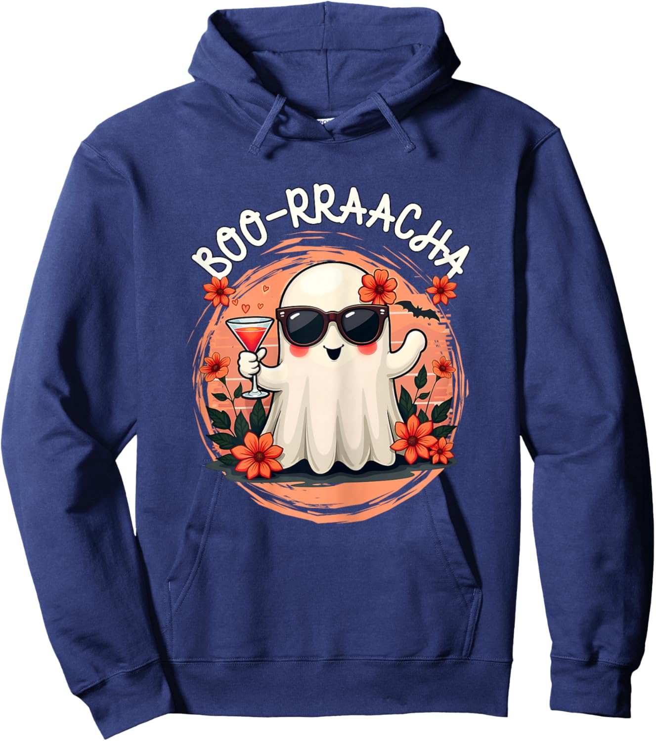 Cute Halloween Ghost Boo-Rraacha Ghost Drinking Boo Racha Hoodie - Hoodie | Navy