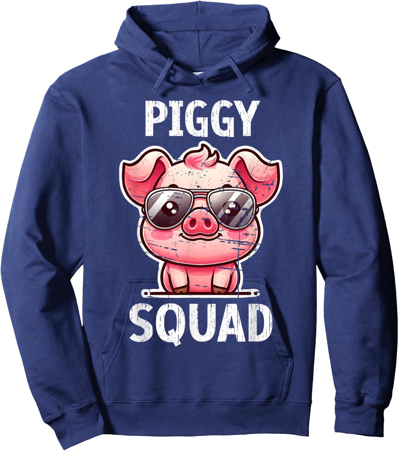 Funny Pig Wearing Sunglasses Piggy Squad Farm Farmer Hoodie - Hoodie | Navy