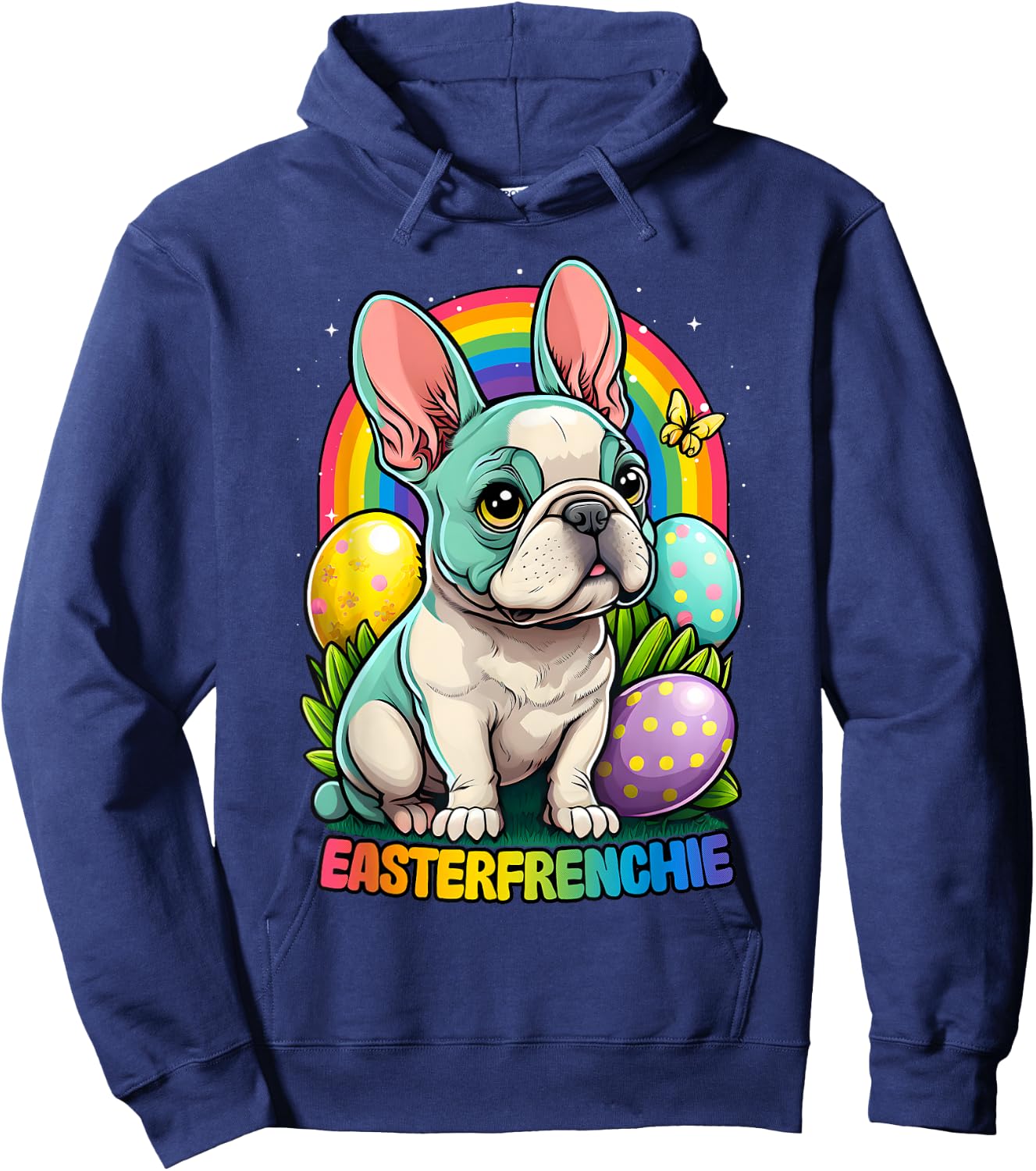 Funny Easter French Bulldog Easterfrenchie Cute Frenchie Hoodie - Hoodie | Navy