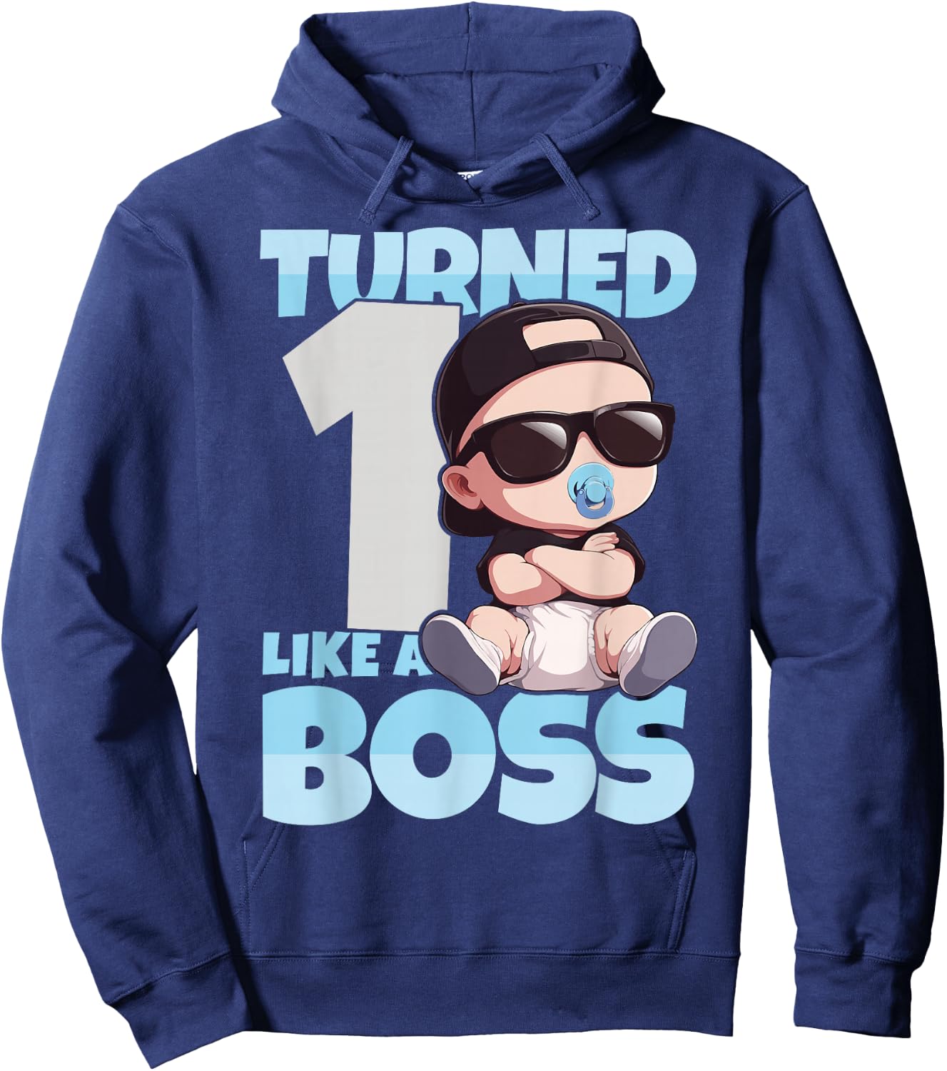 Baby 1st Birthday Boy Girl 1 Year Like a Boss Kids Hoodie - Hoodie | Navy