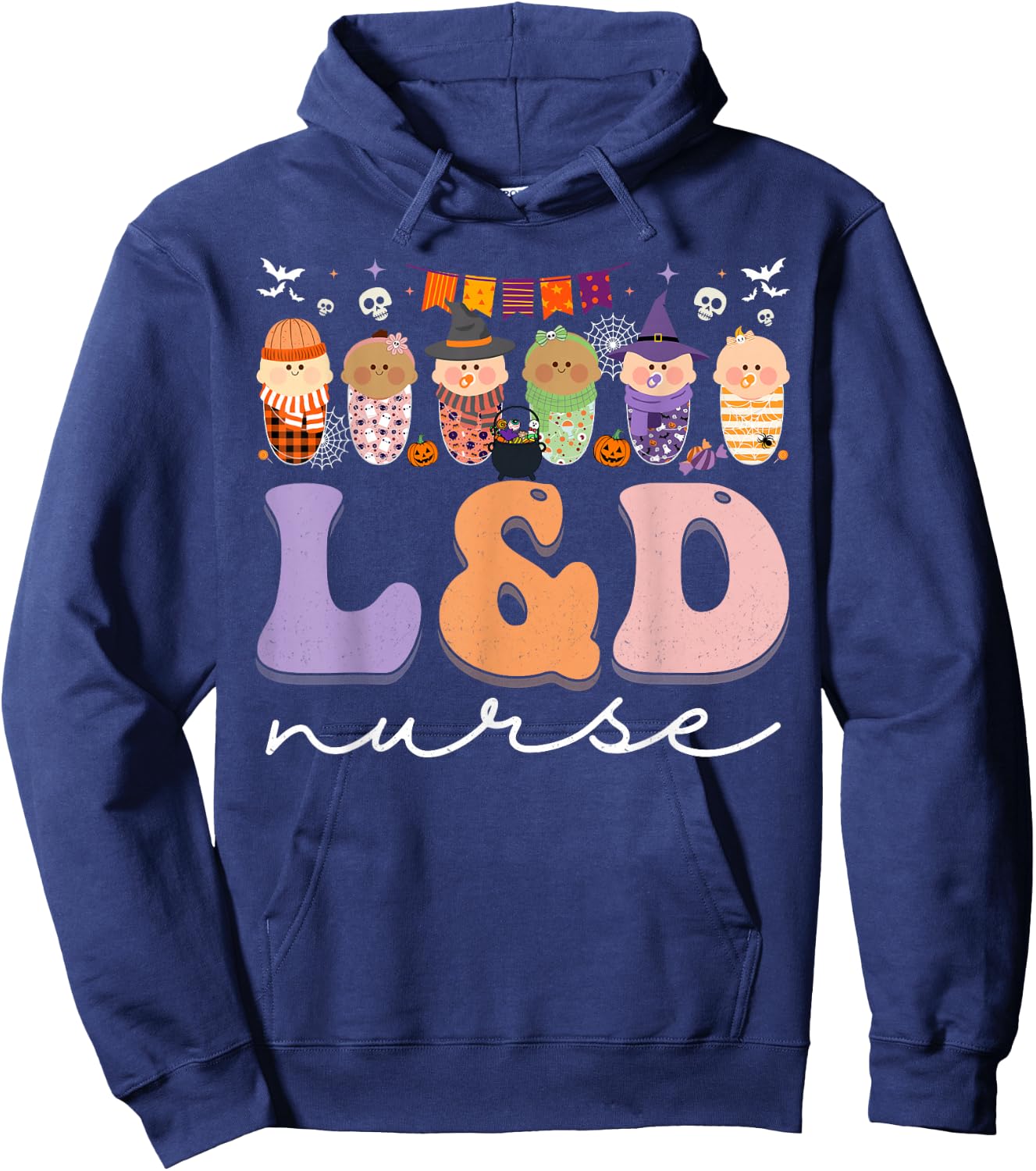Halloween L&D Nurse Labor and Delivery Nurse Halloween Hoodie - Hoodie | Navy