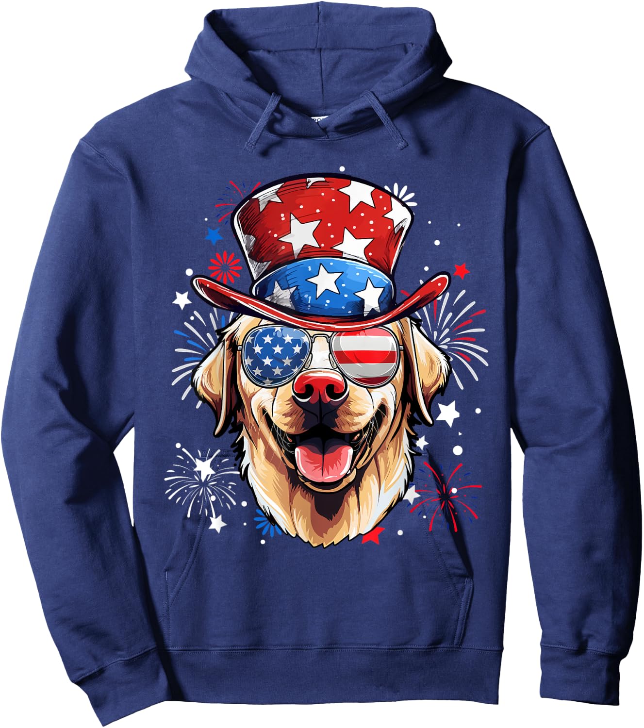 Labrador Retriever Patriotic USA Flag 4th Of July Dog Lover Hoodie - Hoodie | Navy