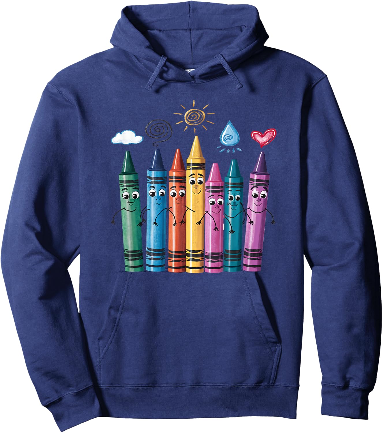 Fashionable Crayon Mood Color Crayons Friyay Teacher Life Women Kids Hoodie - Hoodie | Navy