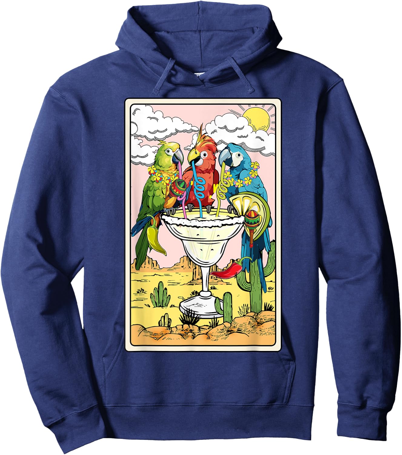 Parrots Drinking Margarita On Summer Funny parrot Lovers Hoodie - Hoodie | Navy