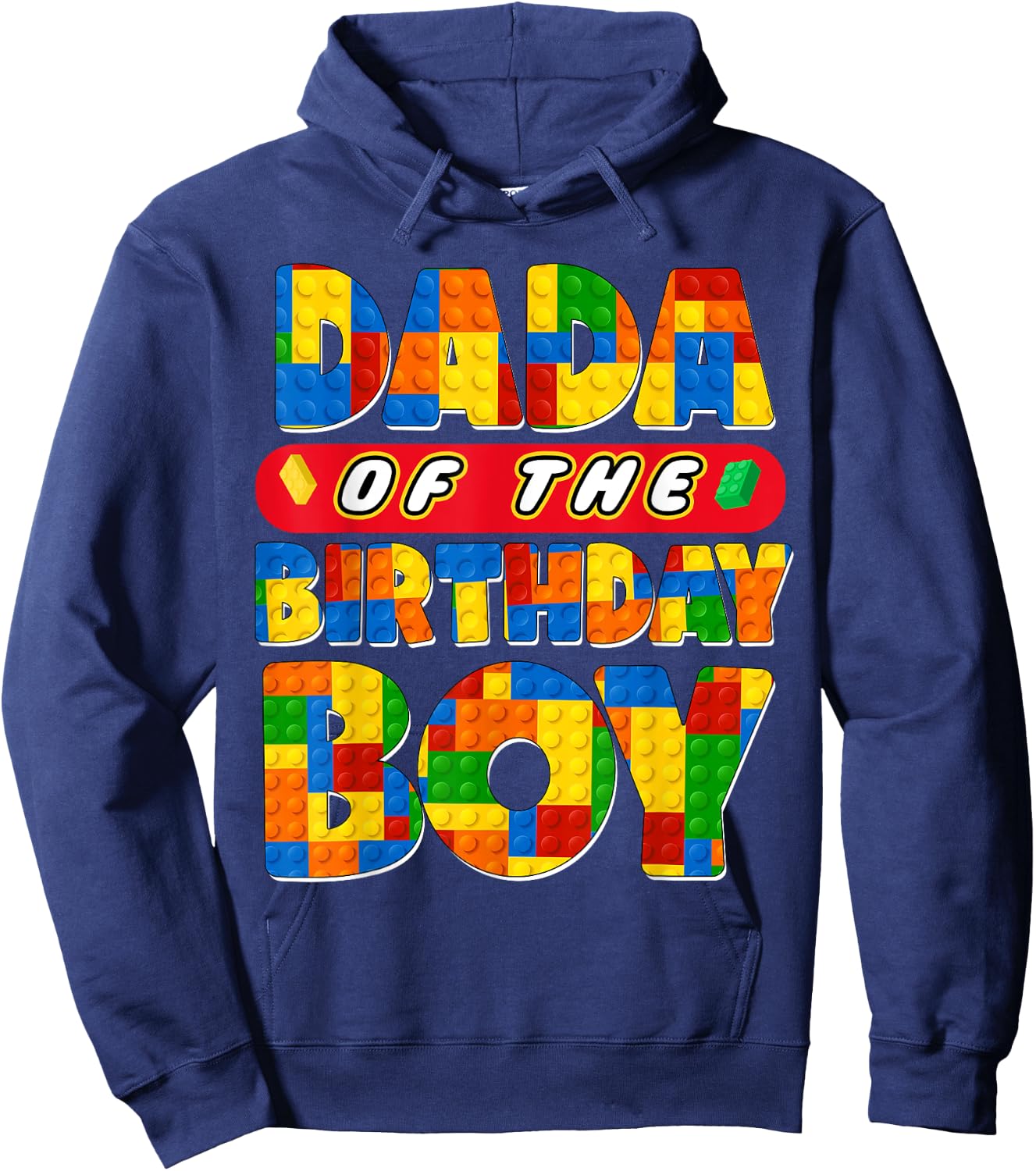Dad And Mom Dada Birthday Boy Building Bricks Family Party Hoodie - Hoodie | Navy