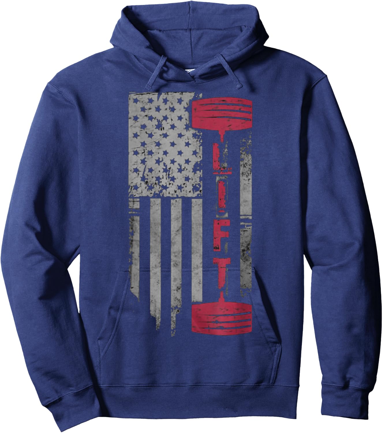 Patriotic Shirt Weight Lifting USA Flag Fitness Train Gift Women Kids Men Hoodie - Hoodie | Navy