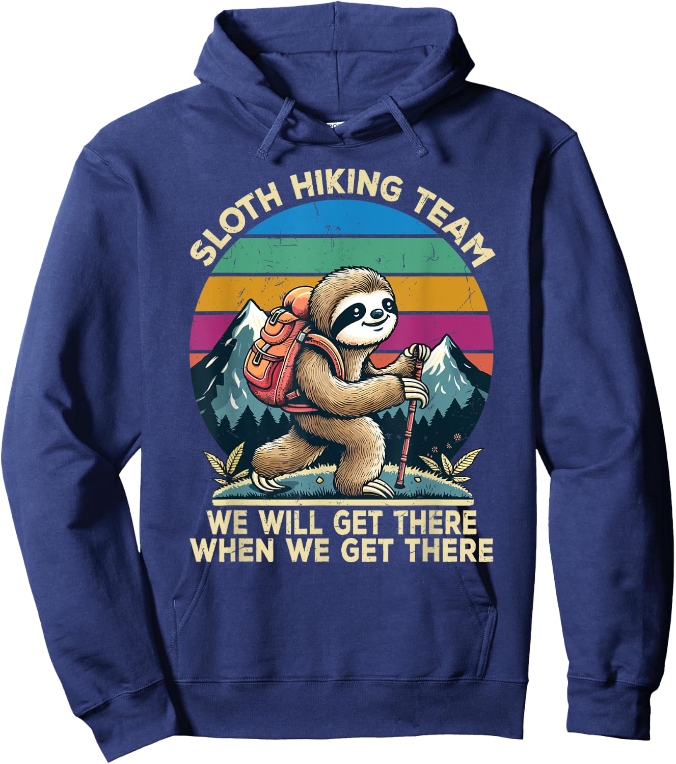 Sloth Hiking Team Hiking Gifts Men Women Kids Funny Sloth Hoodie - Hoodie | Navy