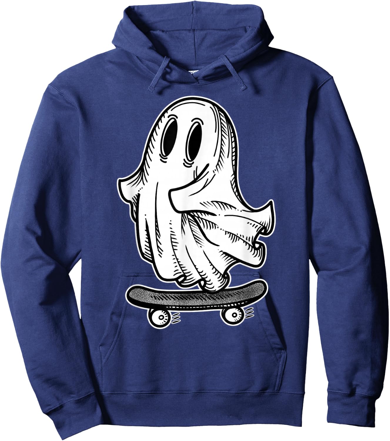 Ghost Skateboarder Blackwork Hoodie - Hoodie | Navy