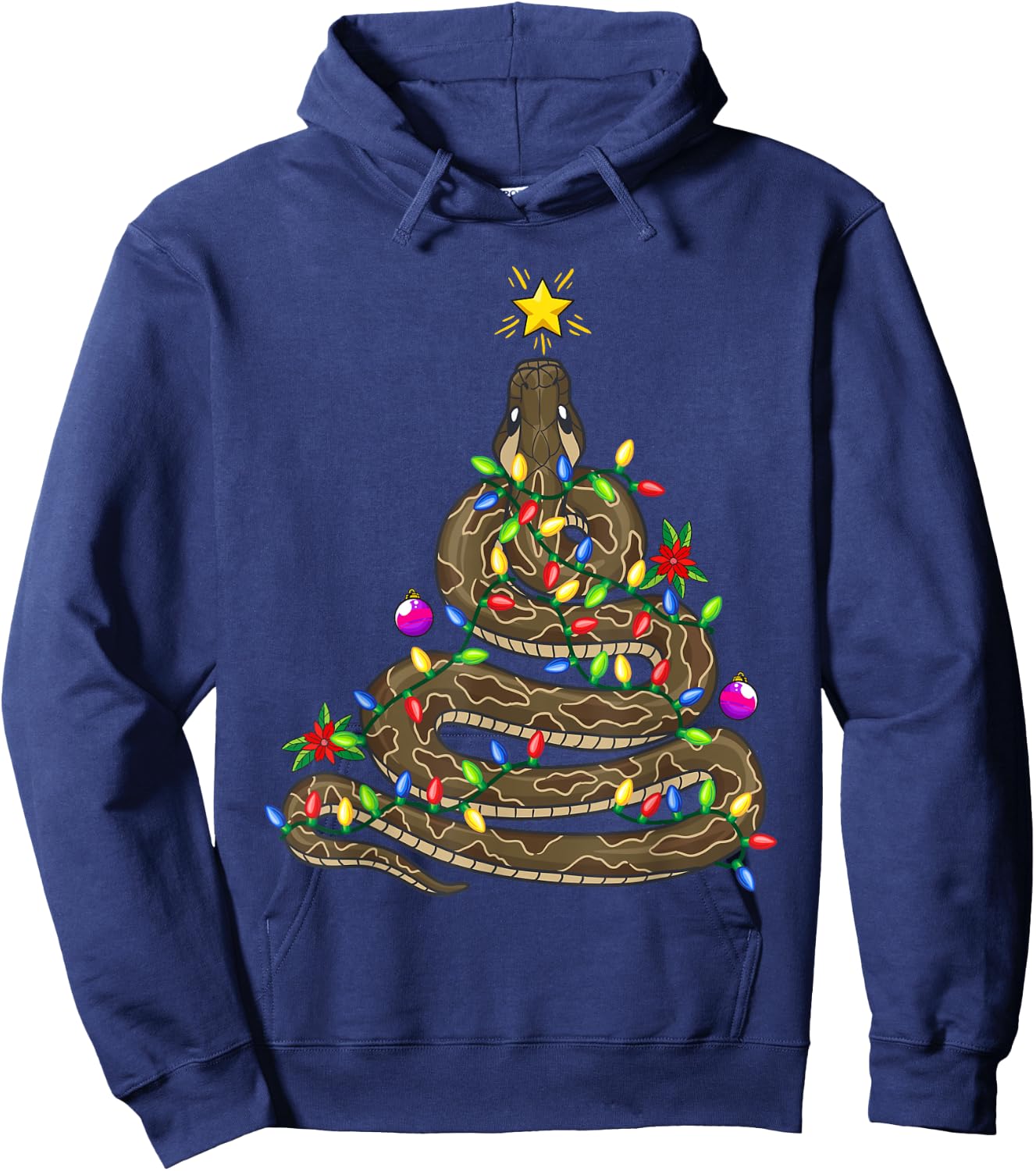 Python Christmas Tree Snake Animal Hoodie - Hoodie | Navy