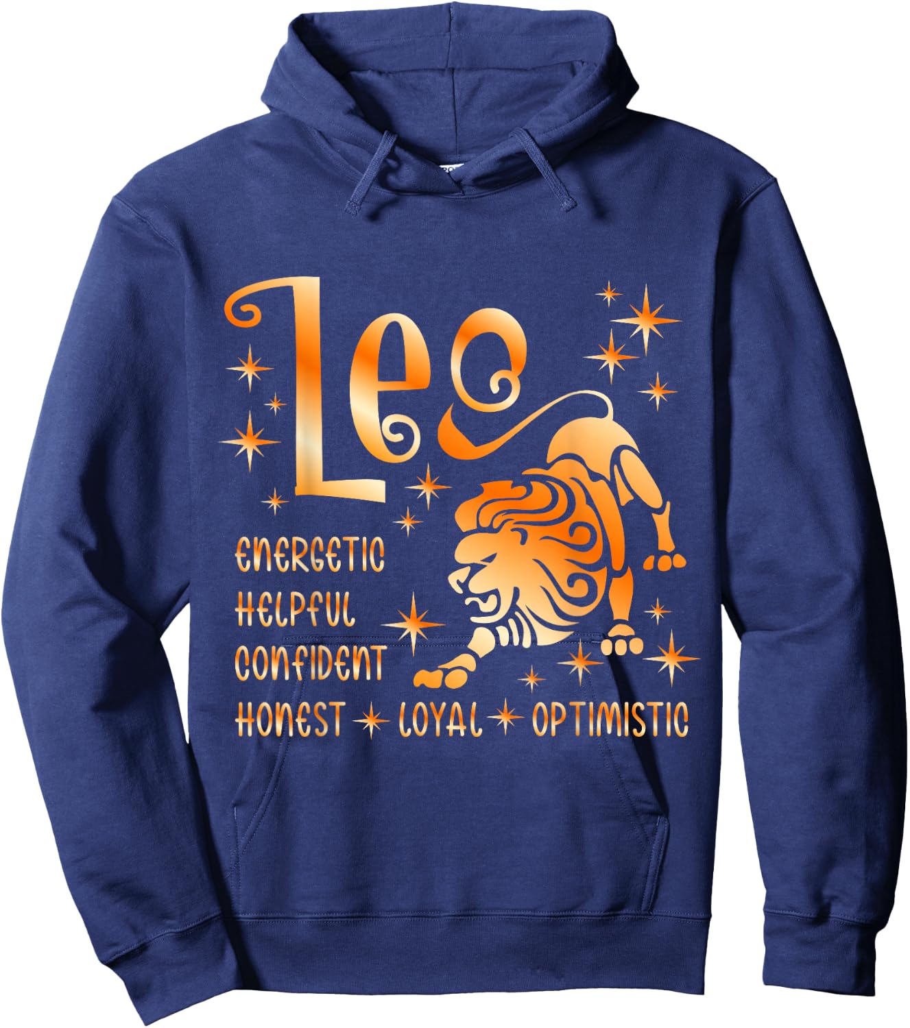 Leo Astrology Zodiac Sign Energetic, Confident, Loyal Hoodie - Hoodie | Navy