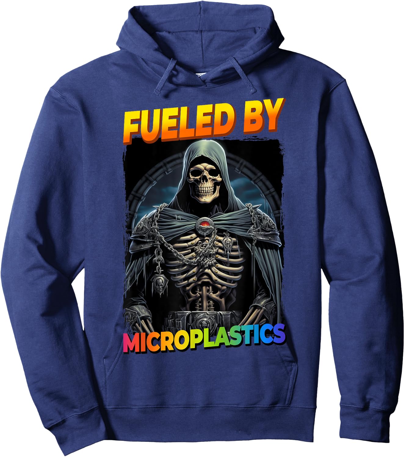 Fueled By Microplastics Cringe Skeleton Hoodie - Hoodie | Navy