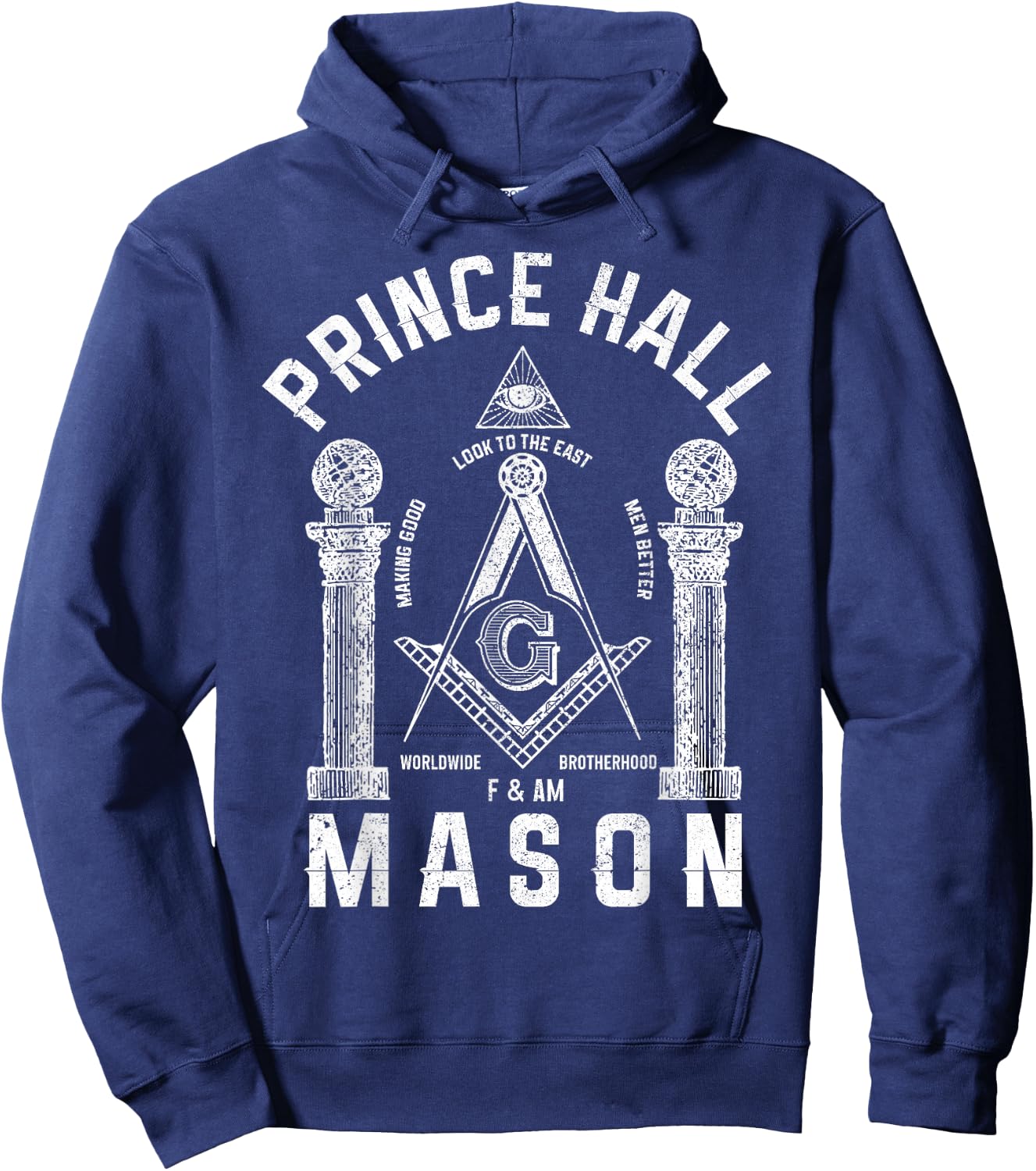 Prince Hall Mason Masonic Square & Compass Freemason Shriner Hoodie - Hoodie | Navy