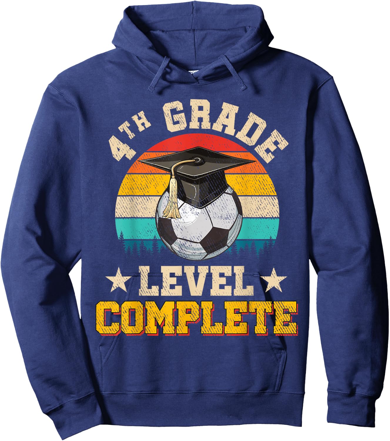 4th Grade Level Complete Soccer Boy Girl Last Day Of School Hoodie - Hoodie | Navy